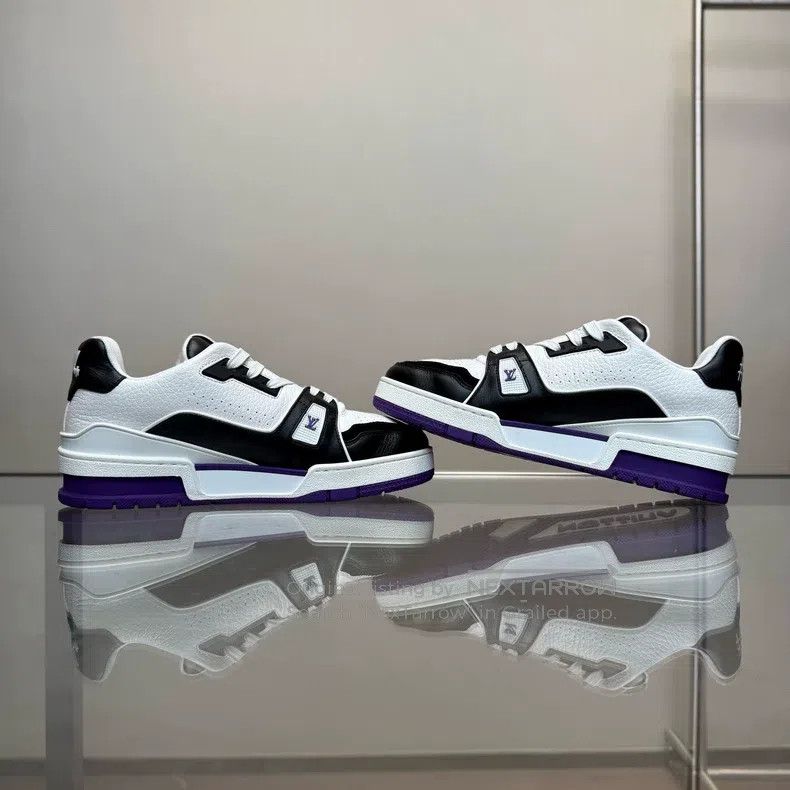 Louis Vuitton Louis Vuitton TRAINER new black, white and purple shoes Size US 7 / IT 37 - 1 Thumbnail