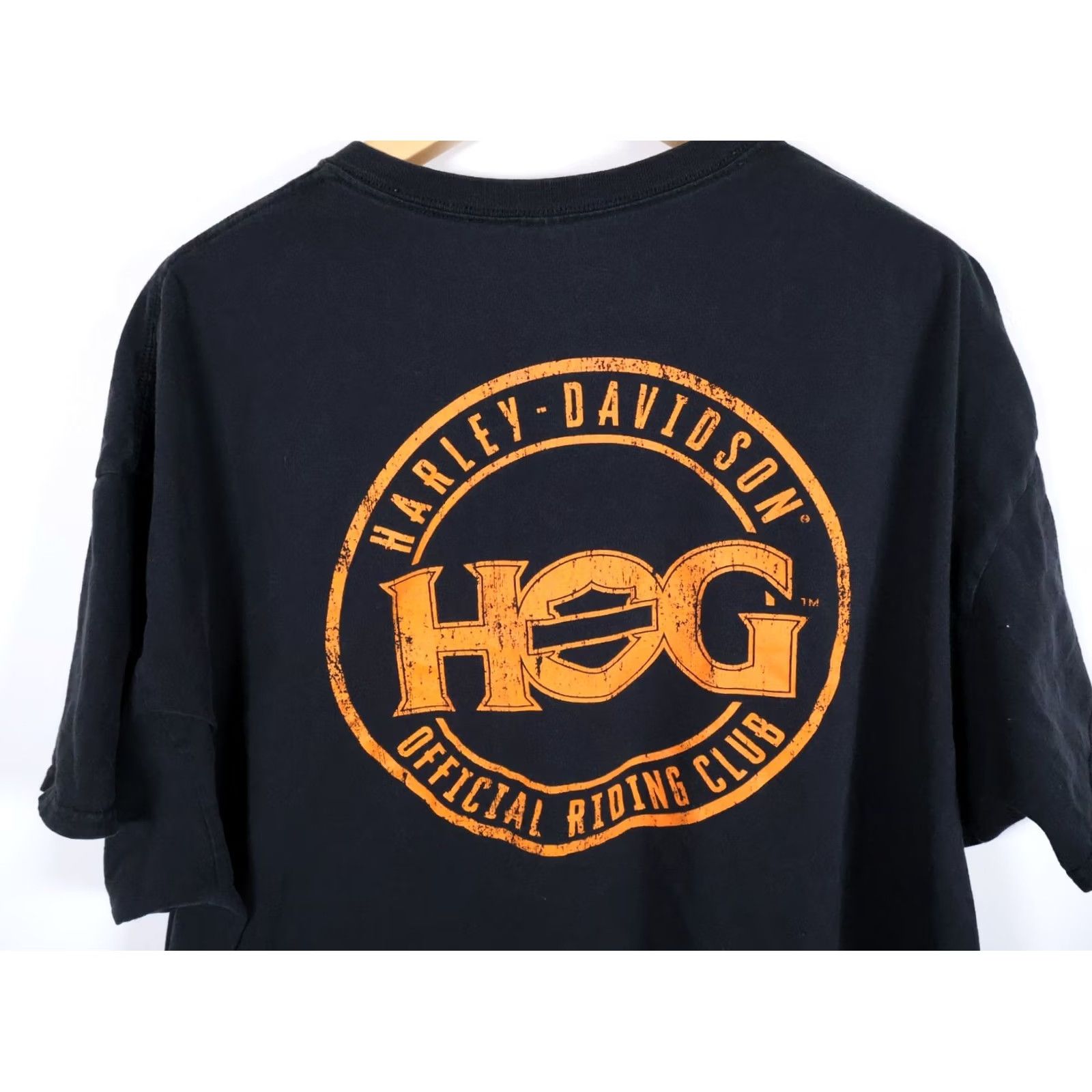Gildan VINTAGE Harley Davidson Riding Club T-Shirt Mens 3XL Black Orange Biker HOG Print Size US XXL / EU 58 / 5 - 7 Thumbnail