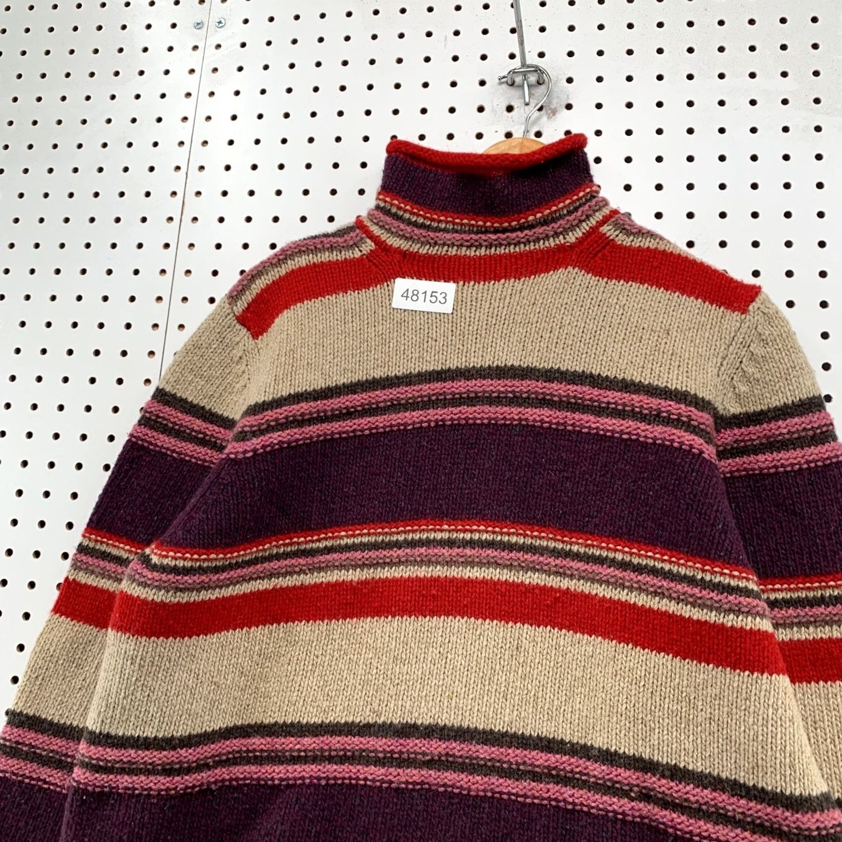 Eddie Bauer Eddie Bauer Wool Turtleneck Sweater Womens XL Red Striped Knit Lambswool Size XL / US 12-14 / IT 48-50 - 5 Thumbnail