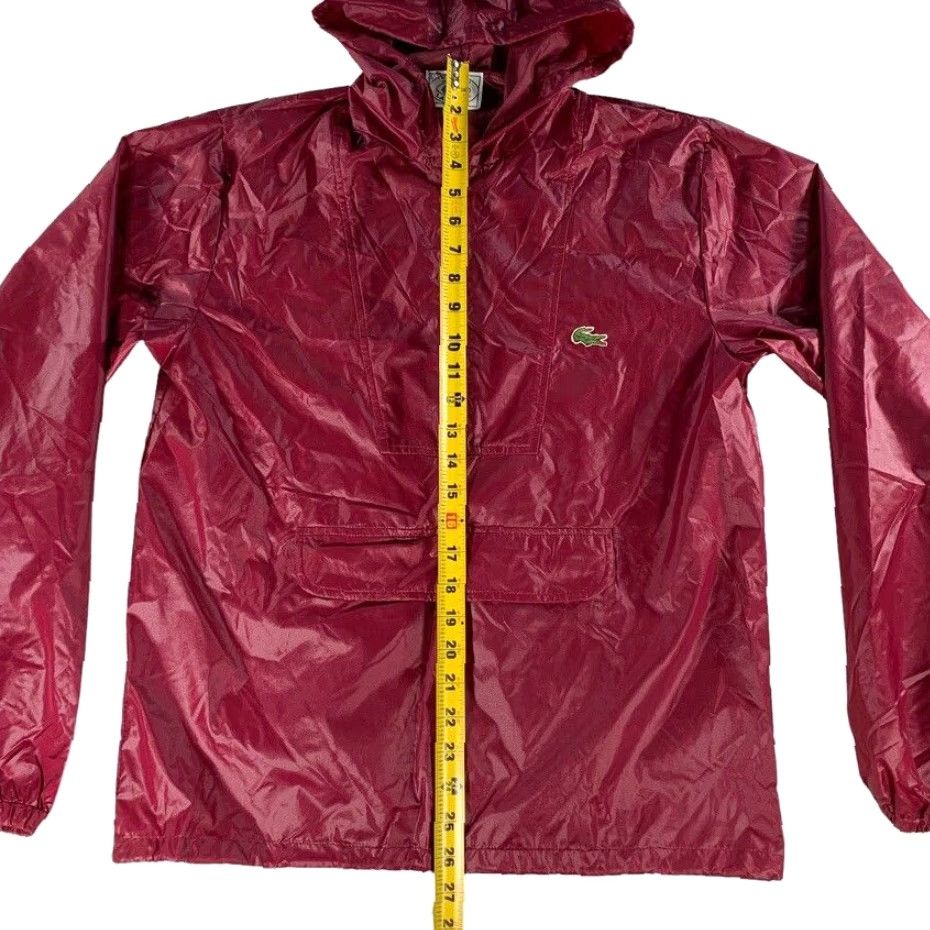 VTG Lacoste Men's Nylon Hooded Anorak Full Zip Jacket Burgundy Red Small