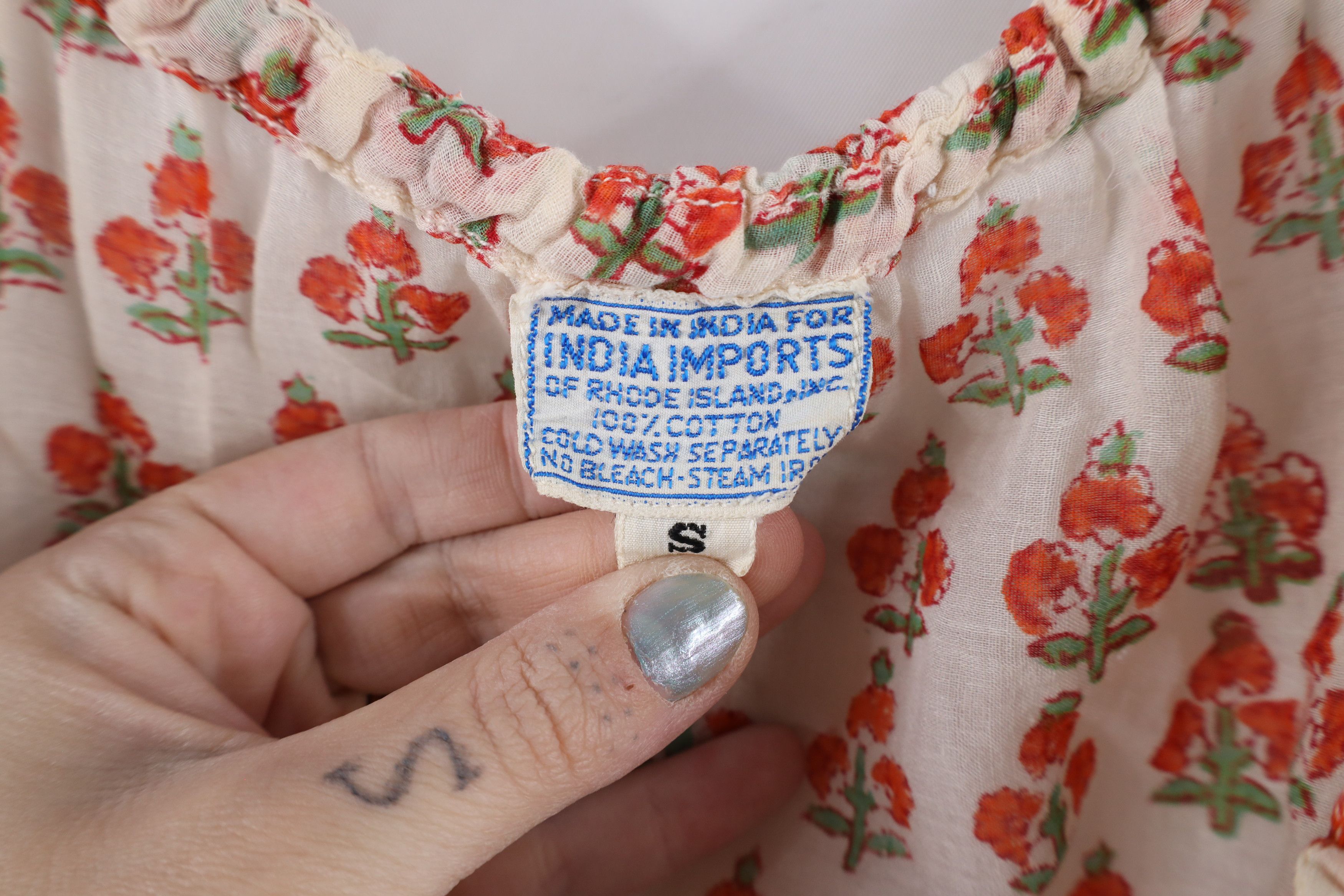 Vintage Vintage 60s 70s Boho Chic Hippie Flower Flared Sleeve Shirt Size S / US 4 / IT 40 - 5 Thumbnail