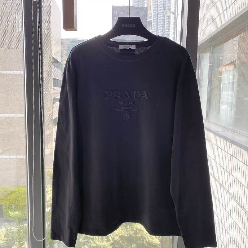 Prada Prada Embroidered Logo Long Sleeve T-Shirt Size S Size S / US 4 / IT 40 - 1 Thumbnail