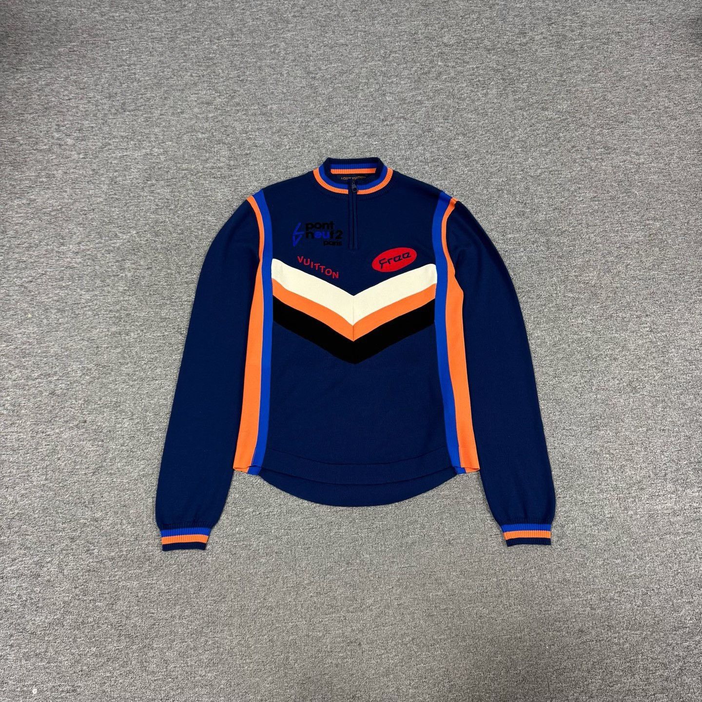 Louis Vuitton Louis Vuitton Blue Logo Wool Knit Half-Zip Jacket Size US M / EU 48-50 / 2 - 1 Thumbnail