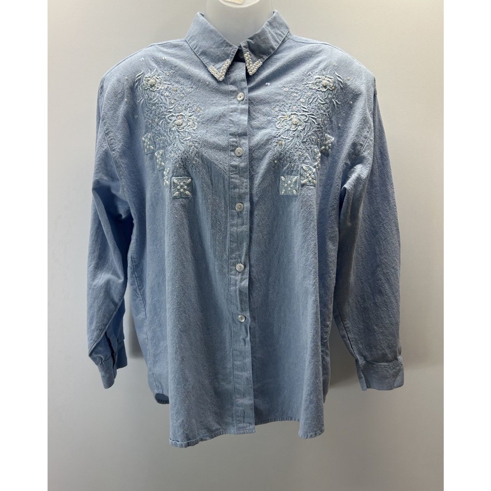 Other Vintage L Premier International Shirt Women Beaded Button Up Size L / US 10 / IT 46 - 1 Thumbnail