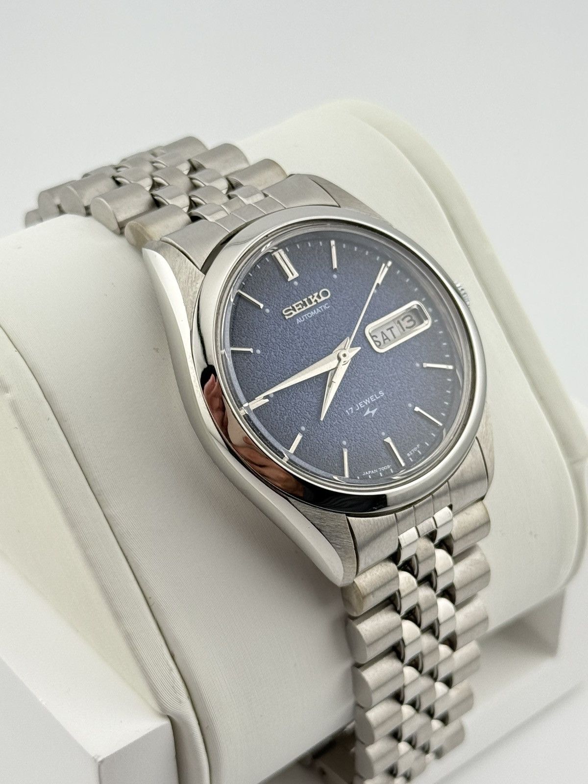 Seiko Seiko Navy Blue Textured Dial 36mm Automatic Vintage Watch Size 36 - 5 Thumbnail