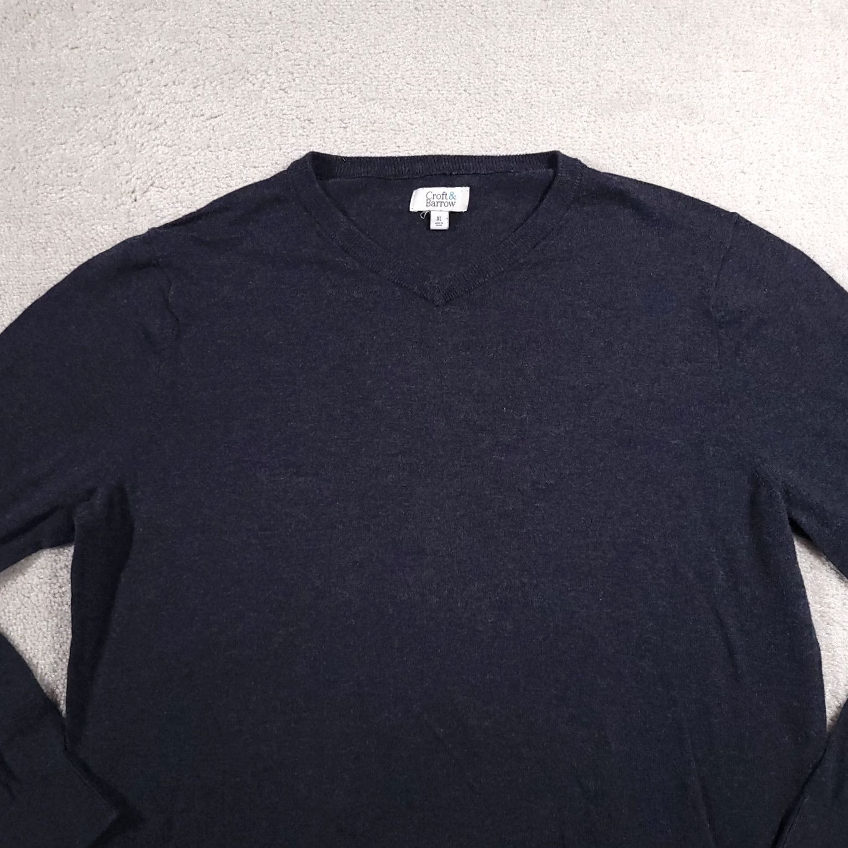 Croft & Barrow Croft & Barrow Lightweight V-Neck Sweater Mens XL Blue Long Sleeve Knit Size US XL / EU 56 / 4 - 3 Thumbnail