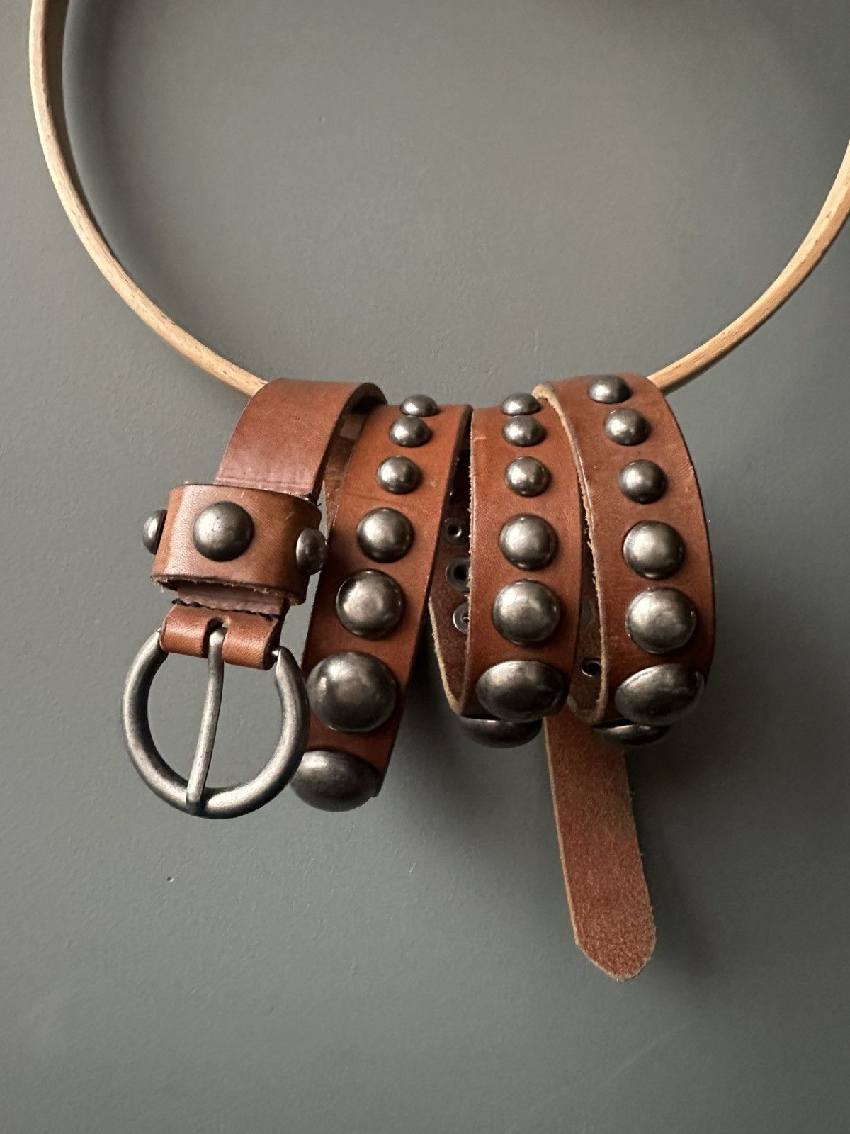 Vintage Vintage Leather Metallic Sphere Belt Size ONE SIZE - 1 Thumbnail
