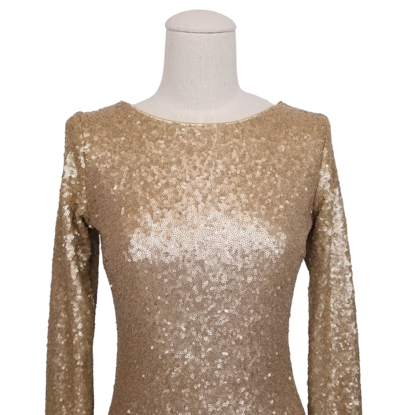 Dress the Population Dress The Population Gold Mini Sequin Bodycon Dress Sz Small Size S / US 4 / IT 40 - 3 Thumbnail