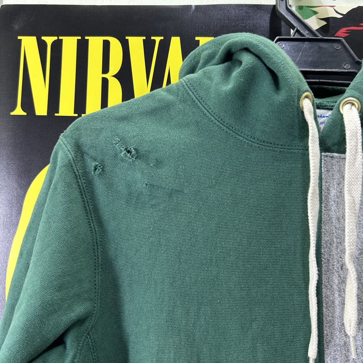 Champion Vintage Champion Two Colour Green/Grey Distressed Hoodie Size US M / EU 48-50 / 2 - 2 Thumbnail