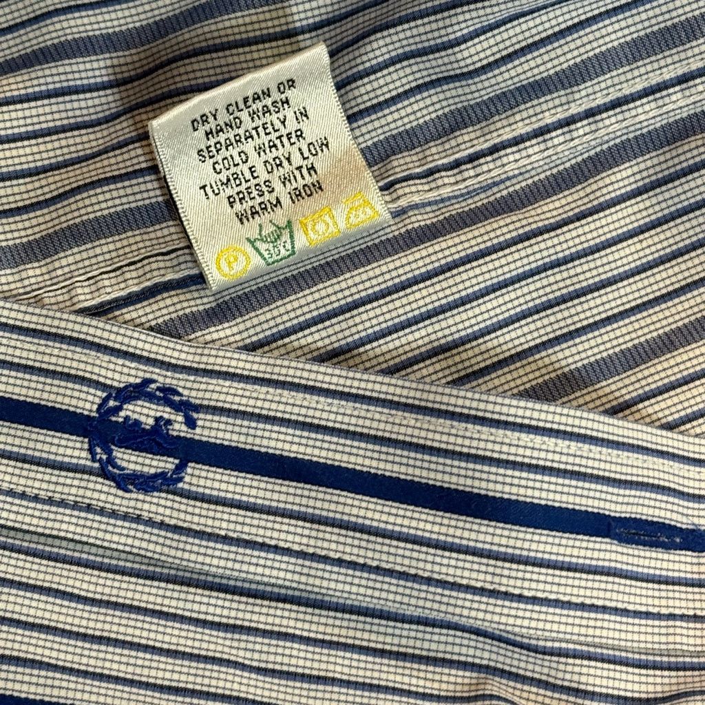 WISDOM Bugatchi Uomo Striped Button Up Shirt Blue White L Size 38L - 9 Thumbnail