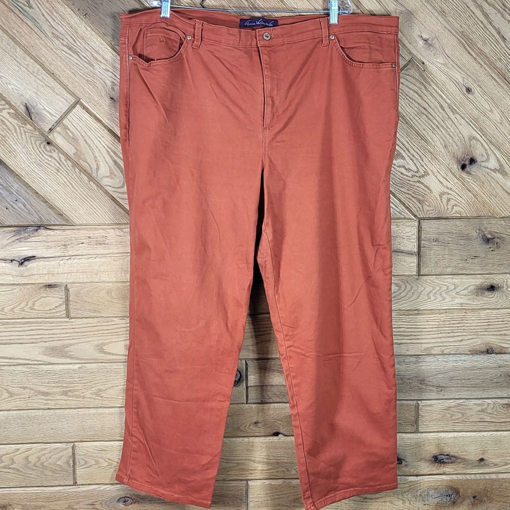 Gloria Vanderbilt Gloria Vanderbilt Amanda Womens Plus Size 24W Rust Orange Stretch Jeans Pants Denim Long Inseam 29” Straight Size 42" / US 20 - 2 Thumbnail