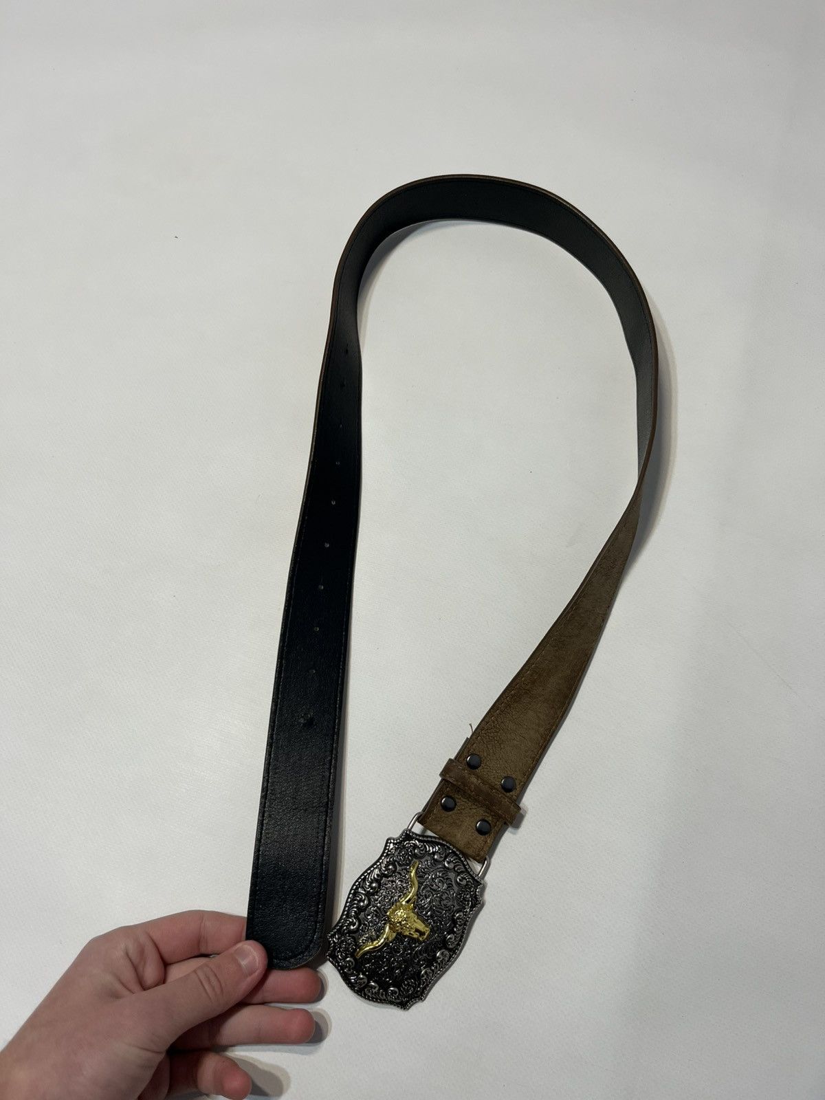 Vintage Vintage Leather Bull Belt Size ONE SIZE - 5 Thumbnail