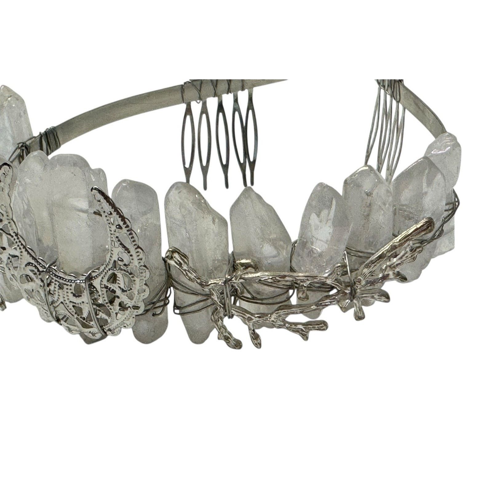 Other Aura Natural Raw Quartz Angel Crystal Goddess Tiara Crown Size ONE SIZE - 5 Thumbnail