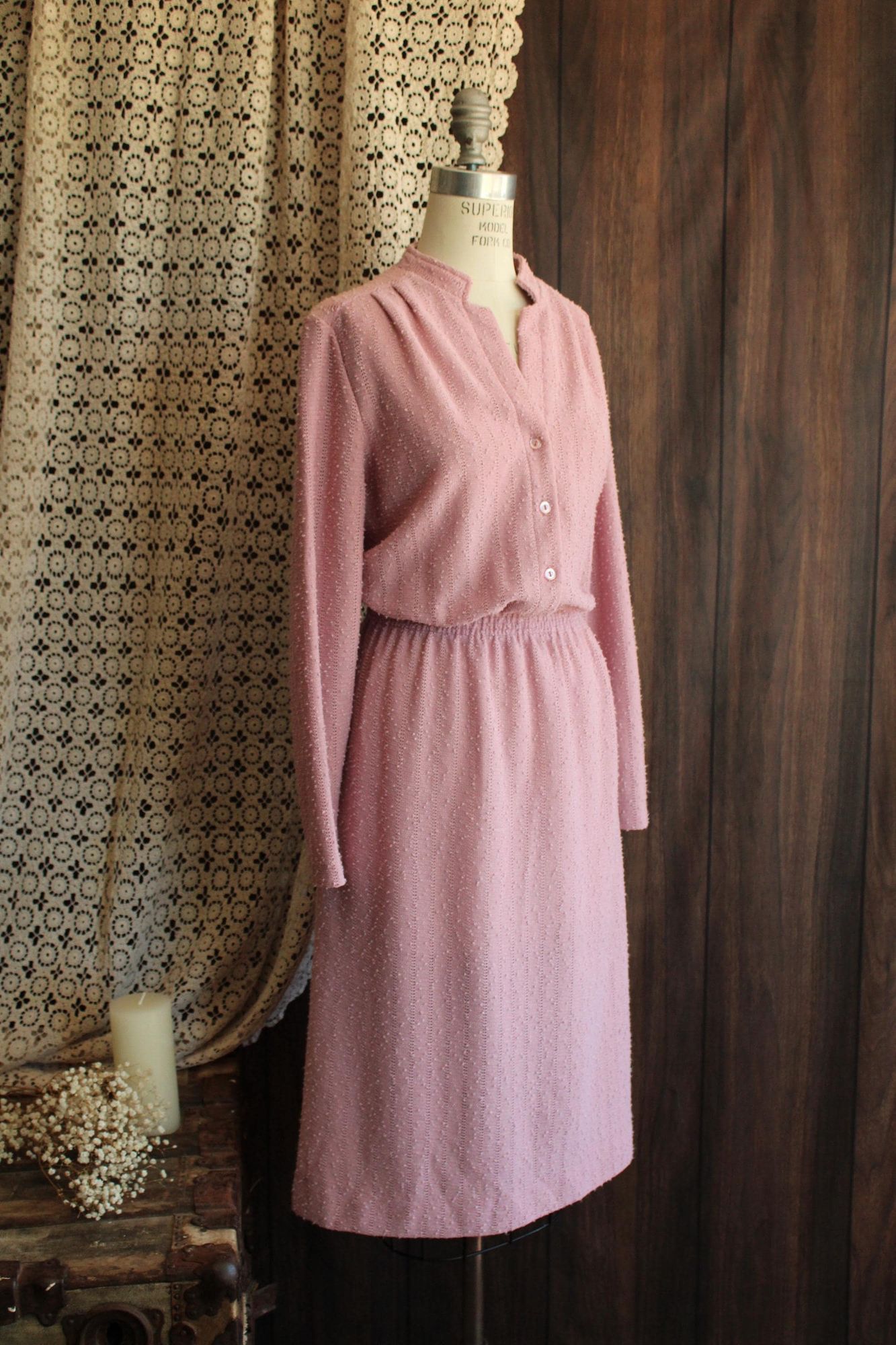 Vintage Vintage 1970s 1980s Dress, Volup Size Sears Pink Knit Sweate Size XL / US 12-14 / IT 48-50 - 5 Thumbnail