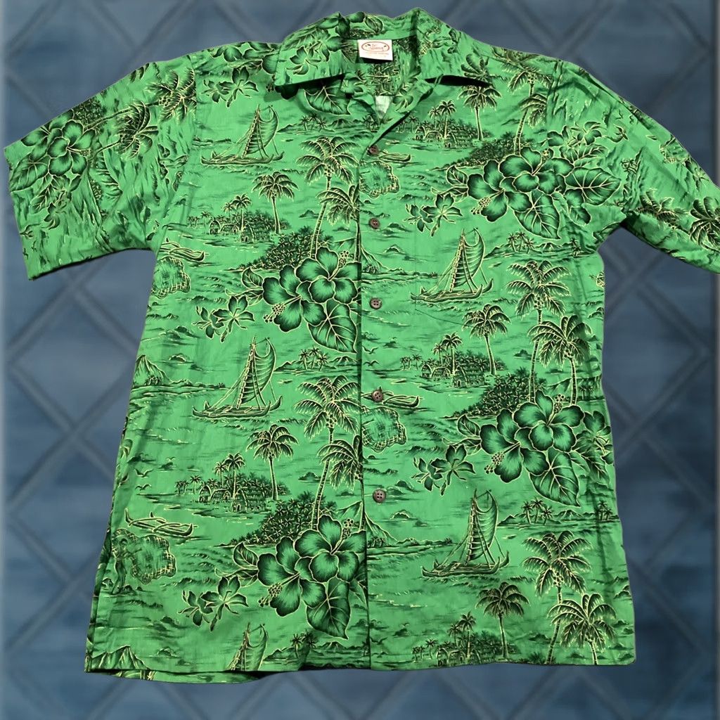 Vivobarefoot VINTAGE GO BAREFOOT Green Hawaiian Shirt Made In USA Men's Size Small Size US S / EU 44-46 / 1 - 1 Thumbnail