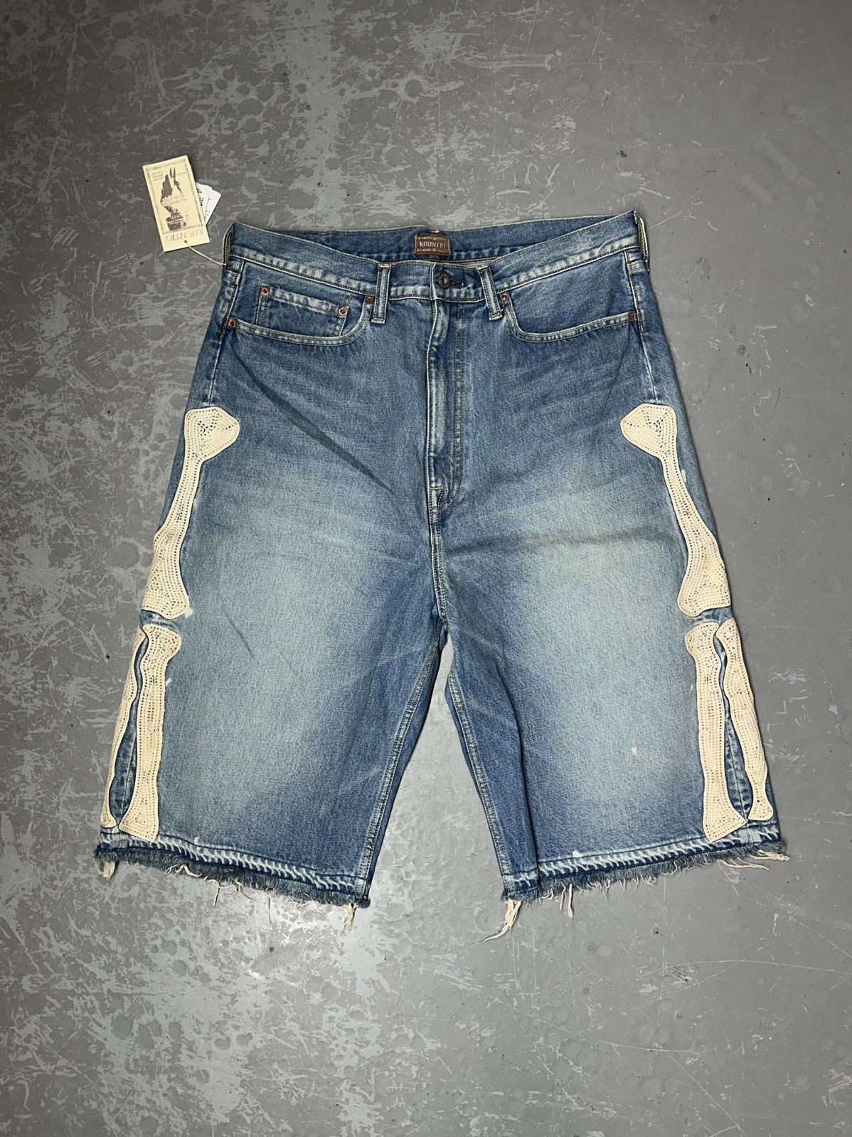Kapital Kapital "Bone" Blue Jean Shorts Size US 38 / EU 54 - 1 Thumbnail