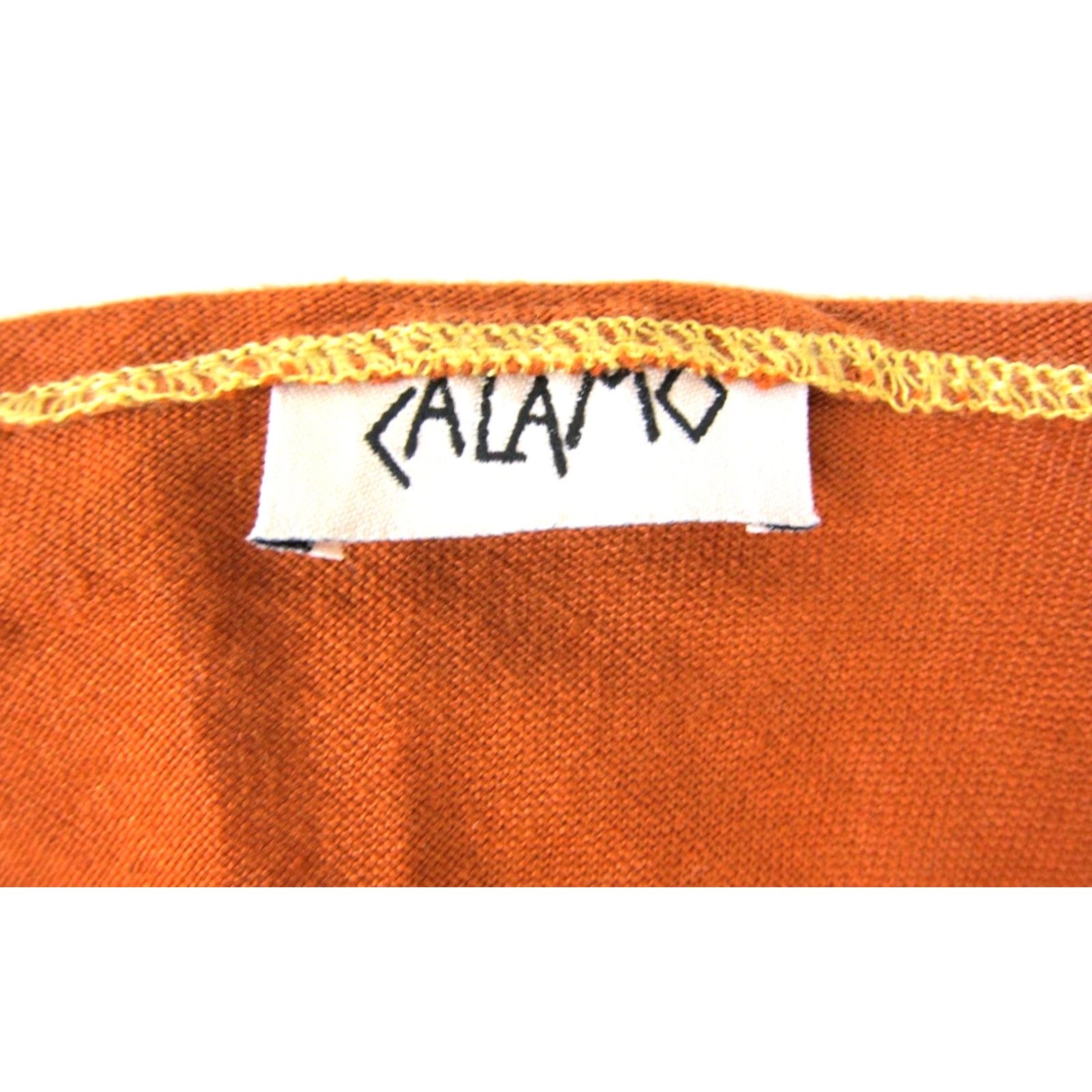 Vintage Calamo Blouse 100% Linen Made In Italy Orange Green Asymmetrical Long Medium Womens Shirt Size M / US 6-8 / IT 42-44 - 3 Thumbnail