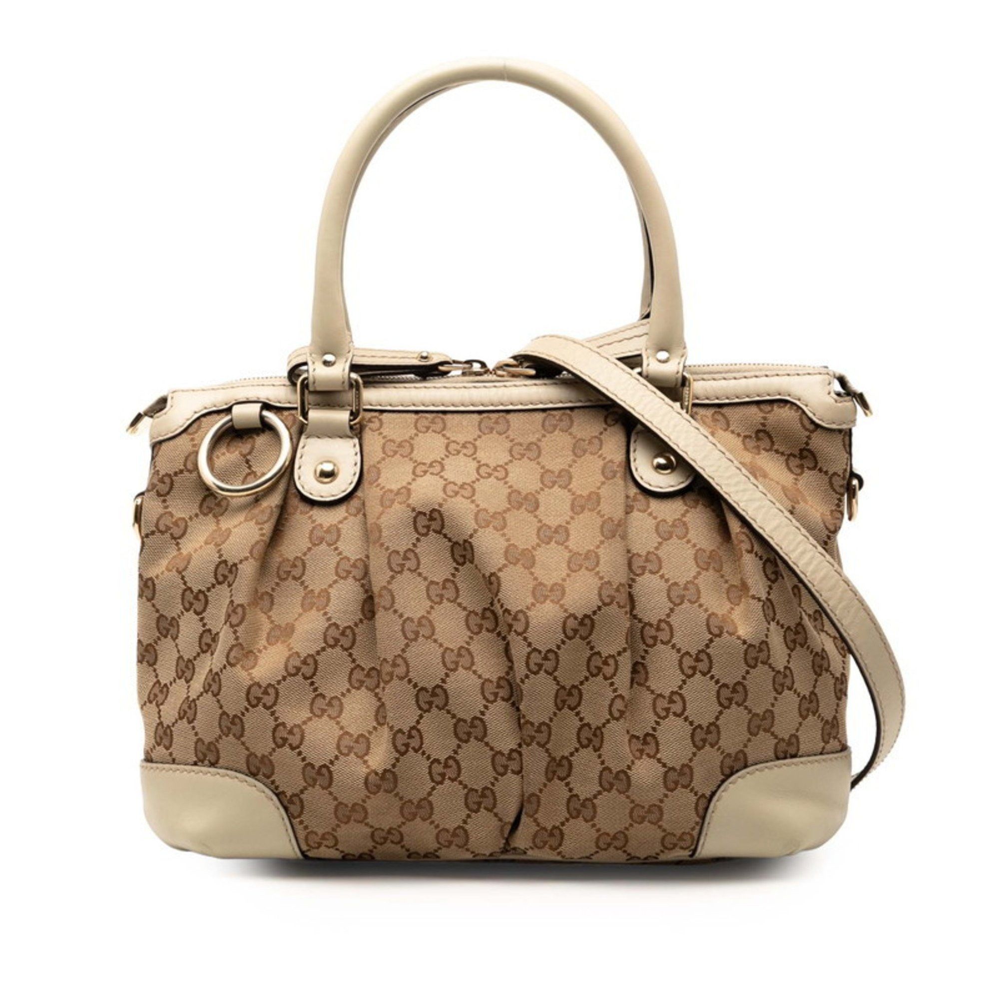 Gucci Gucci GG Canvas Handbag/Shoulder Bag 2WAY 247902 Beige White Leather Women's GUCCI Size ONE SIZE - 1 Thumbnail