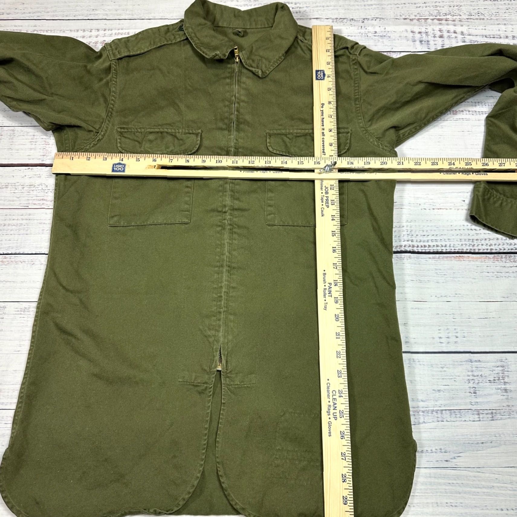 Vintage Womens Jacket Military Green Size M Long Sleeve Chest Pockets - Unbranded Cotton Zip Front Basic Jacket Womens M Green Size M / US 6-8 / IT 42-44 - 2 Thumbnail