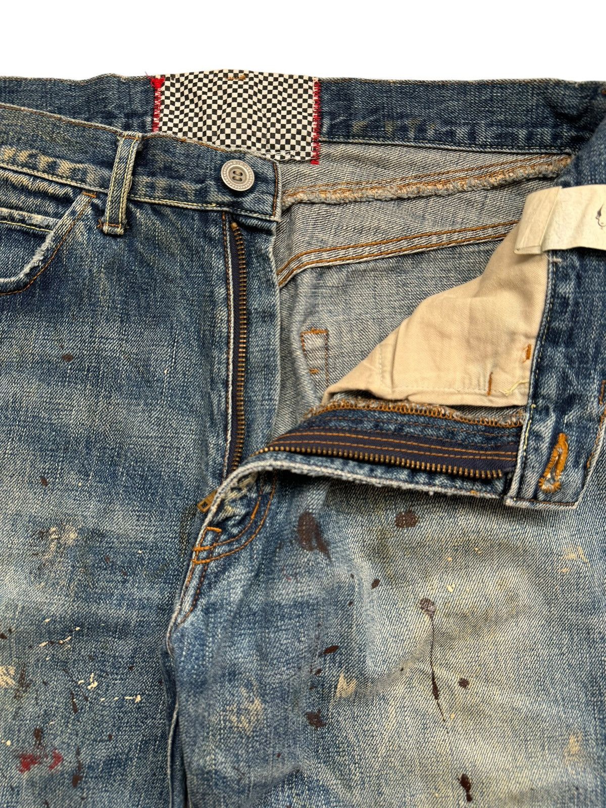 If Six Was Nine × Japanese Brand Japanese Brand Painter Splatter Ripped Selvedge Baggy Jeans Size US 33 - 7 Thumbnail