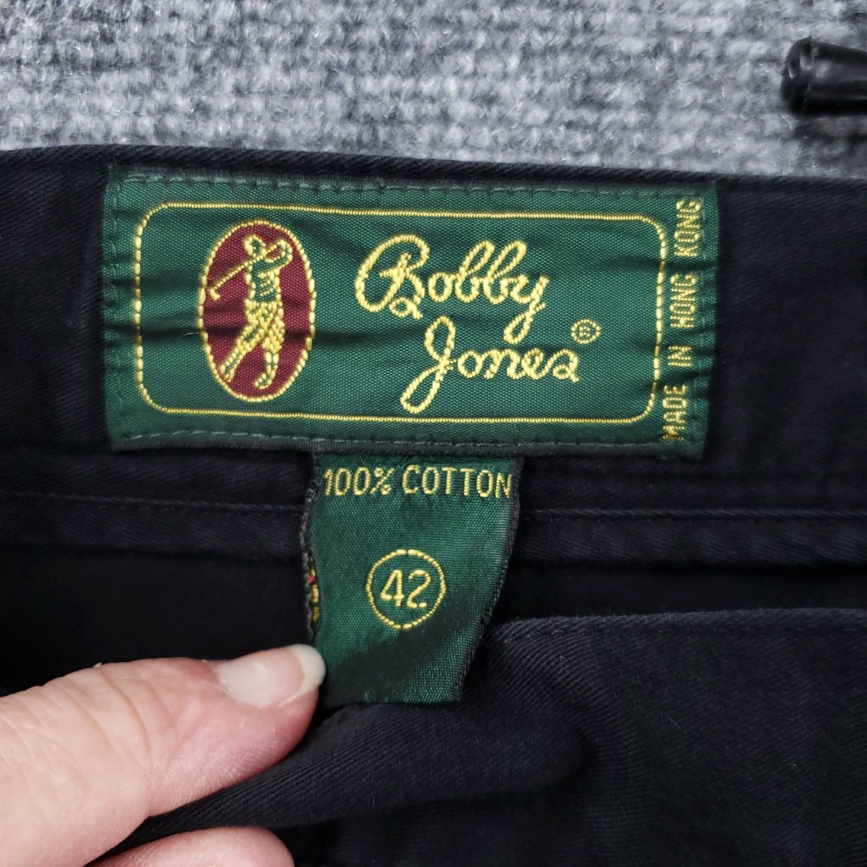 Vintage Bobby Jones Pants Mens 42 Black Chino Mid-Rise Straight Cuffed Pleated Casual Shirt Size US 42 / EU 58 - 3 Thumbnail