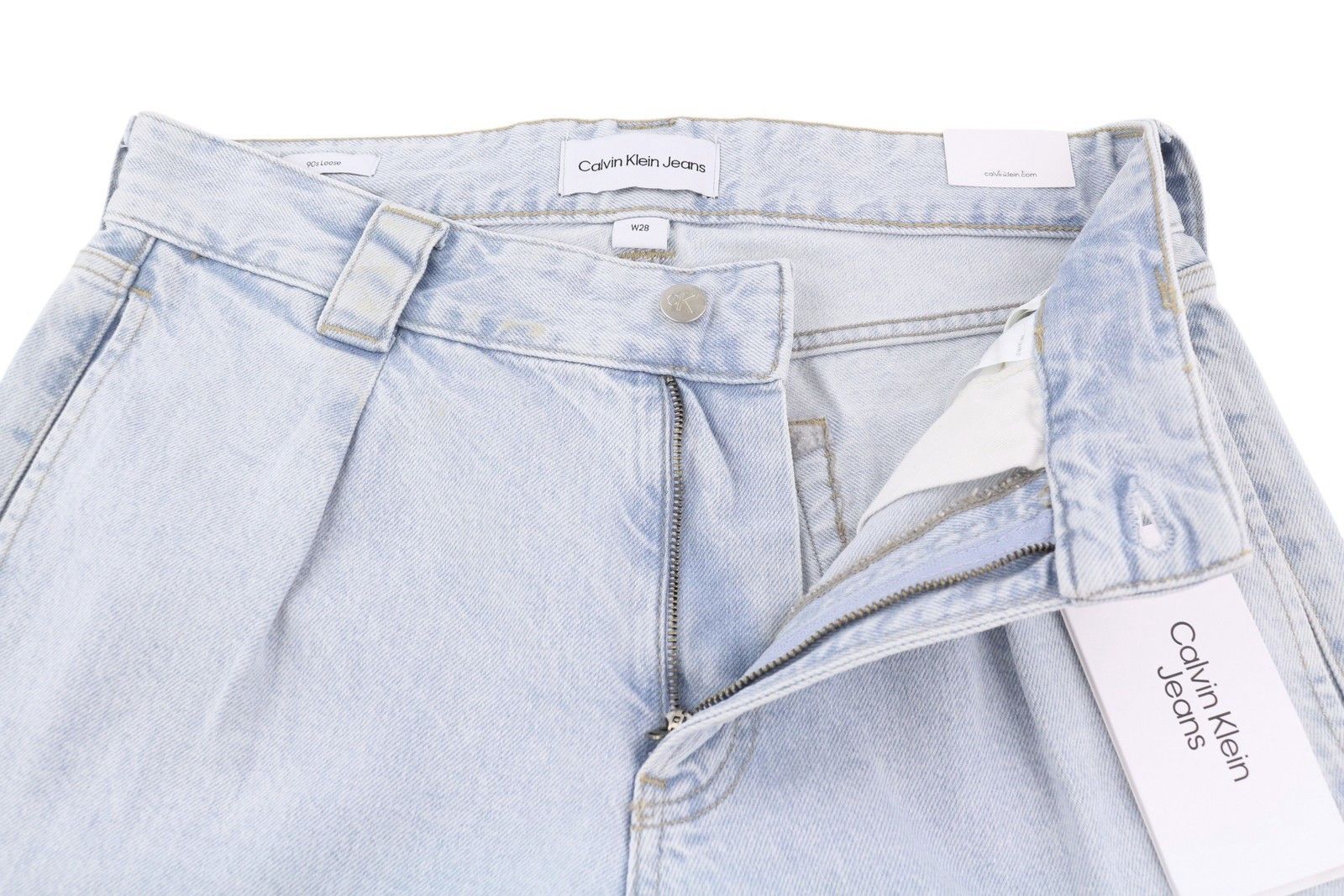 Calvin Klein 90S LOOSE PLEATED W28 Washed Blue Wide Zip Jeans 84981 Size US 28 / EU 44 - 4 Thumbnail