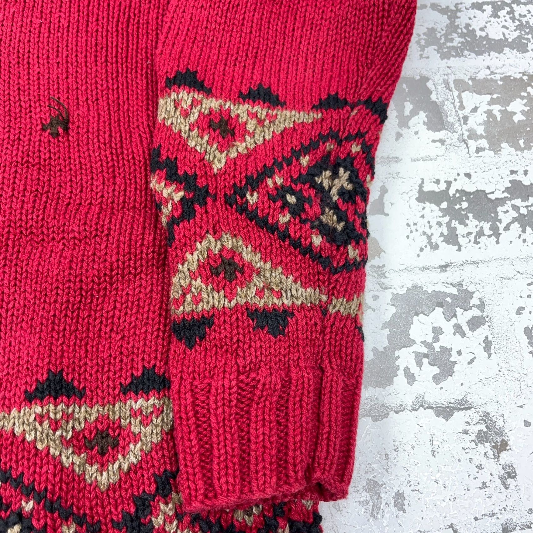 Eddie Bauer VINTAGE Eddie Bauer Sweater Womens Small Red Heavy Knit Mock Neck Cap Sleeve Pullover Winter All Seasons Classic Outdoor Geometric - Mens/Womens Size S / US 4 / IT 40 - 3 Thumbnail