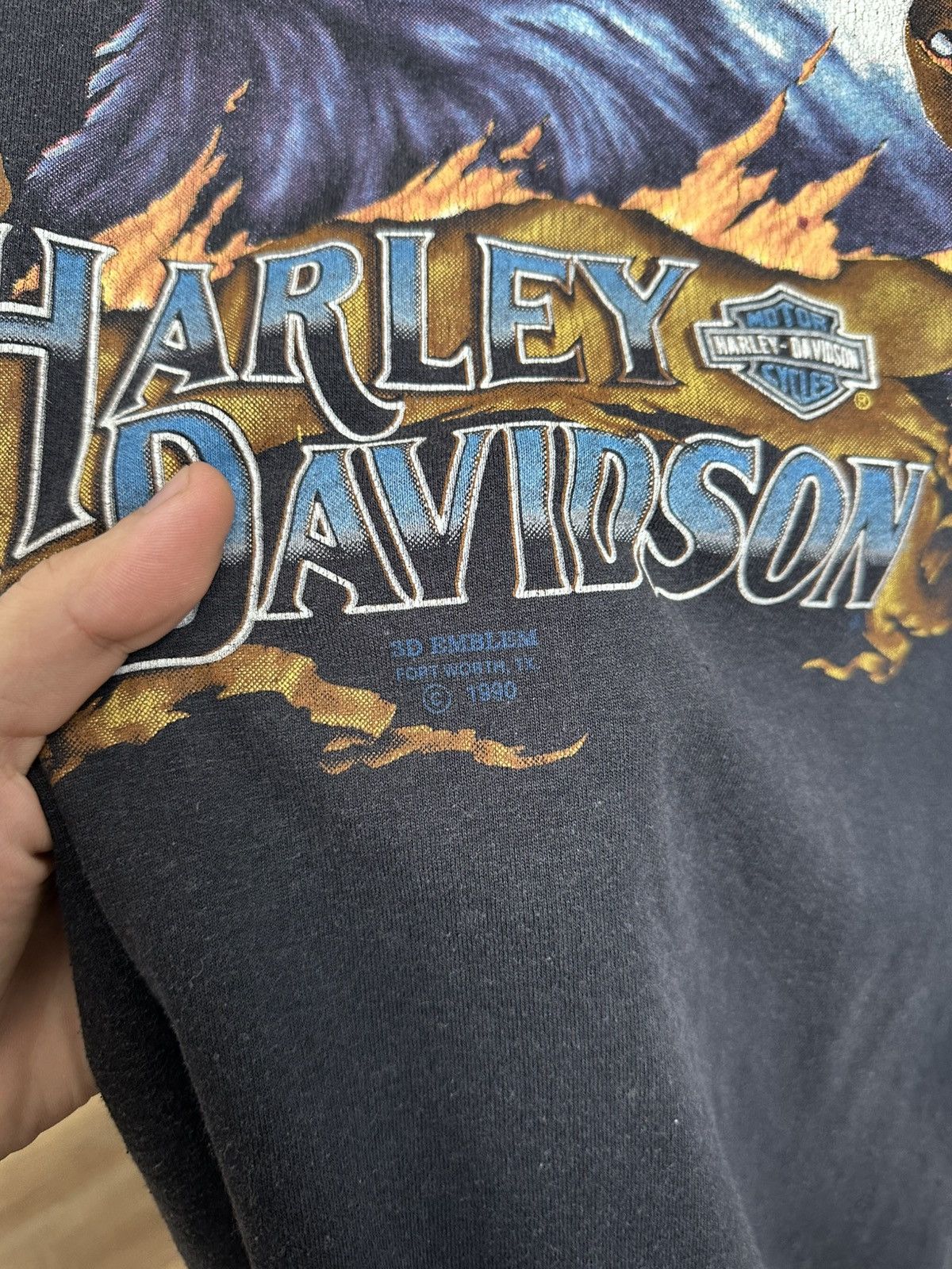Harley Davidson 1990 Harley Davidson Eagle 3D Emblem Vintage T-Shirt Size US L / EU 52-54 / 3 - 7 Thumbnail