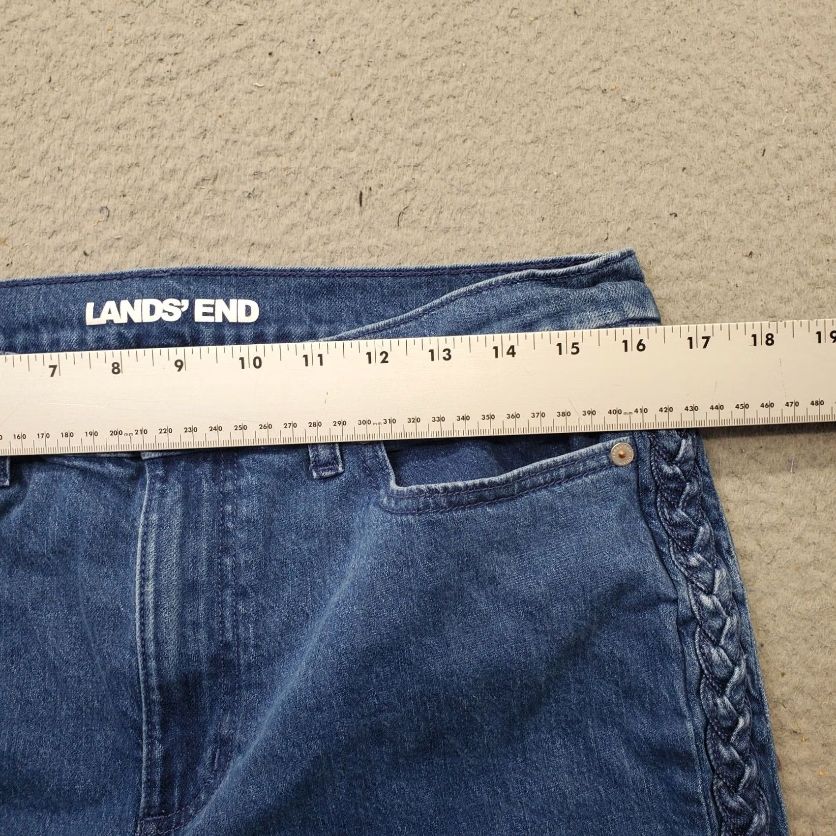 Lands' End Lands' End Jeans Womens 14P Blue Denim Medium Wash Grunge Wide Leg Streetwear Jeans Size 36" / US 14 / IT 50 - 6 Thumbnail