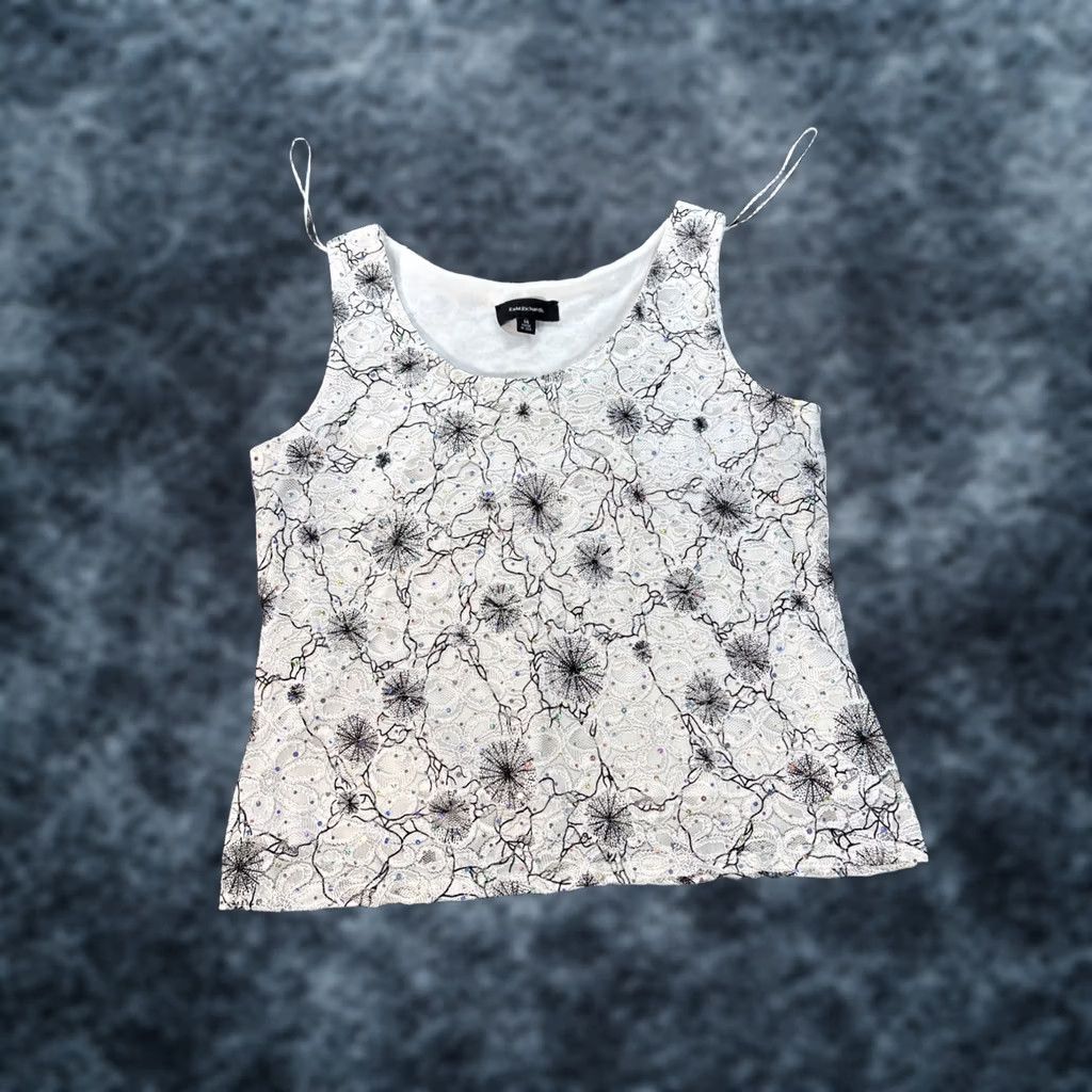 Vintage VINTAGE R&M Richards Tank Shirt Womens 14 White Floral Sequin Fairy Whimsy USA 90s Ladies Tank Top Size XL / US 12-14 / IT 48-50 - 1 Thumbnail