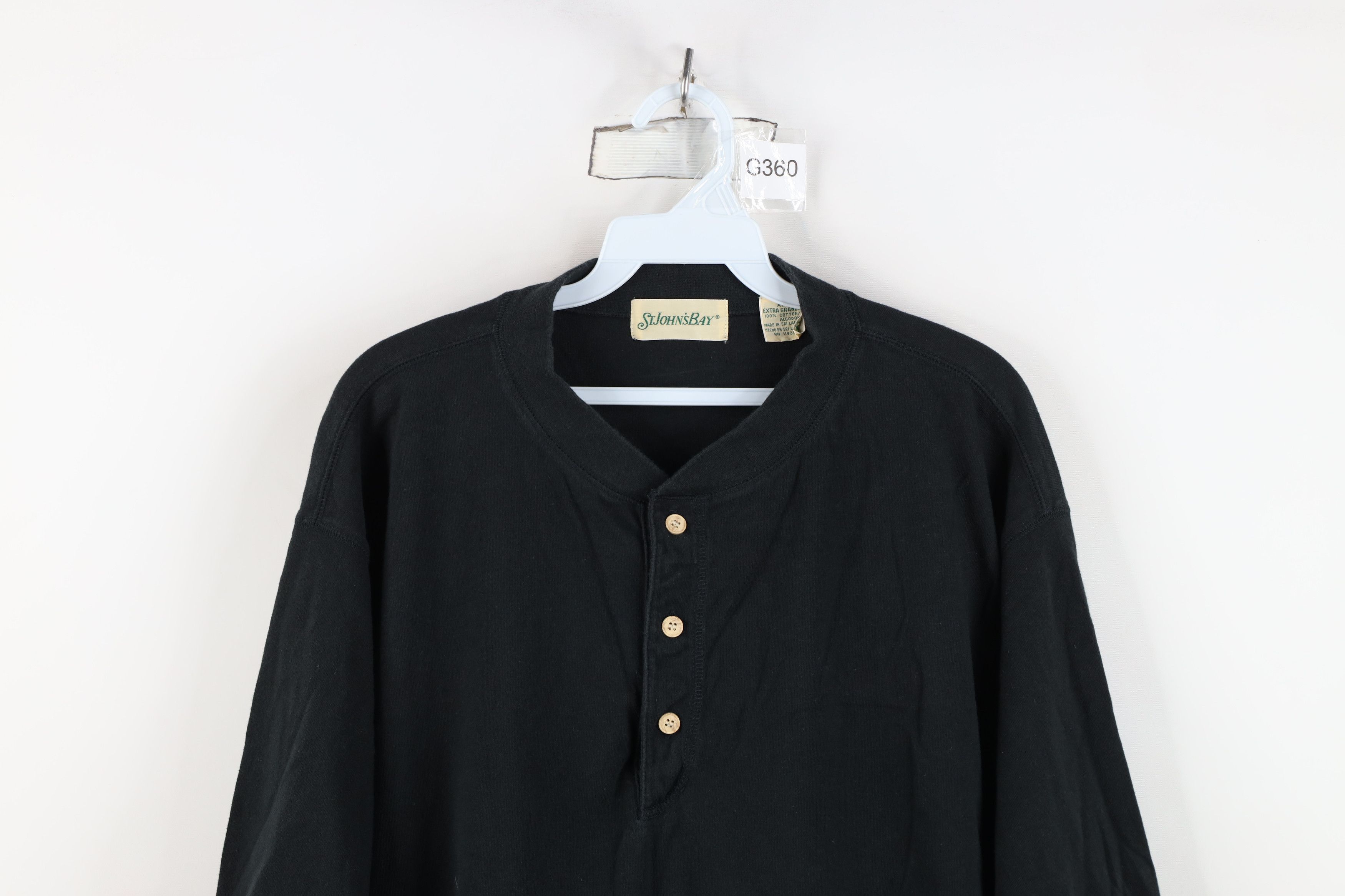 Vintage Vintage 90s Streetwear Heavy Cotton Henley T-Shirt Black Size US XL / EU 56 / 4 - 2 Thumbnail