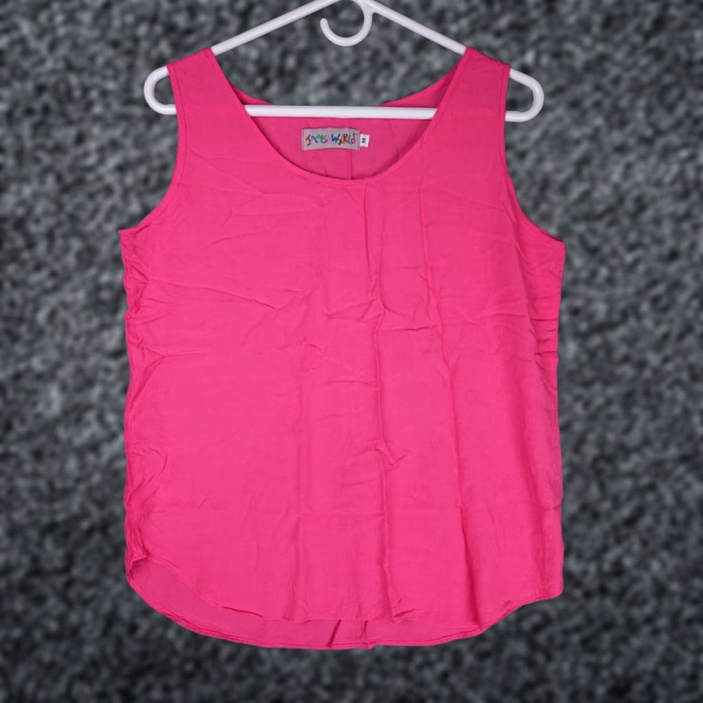 Jams World JAMS WORLD Tank Top Women’s Medium Pink Relaxed Hawaiian Sleeveless Round Neck Casual Basic Lightweight Summer Sprin g Size M / US 6-8 / IT 42-44 - 1 Thumbnail