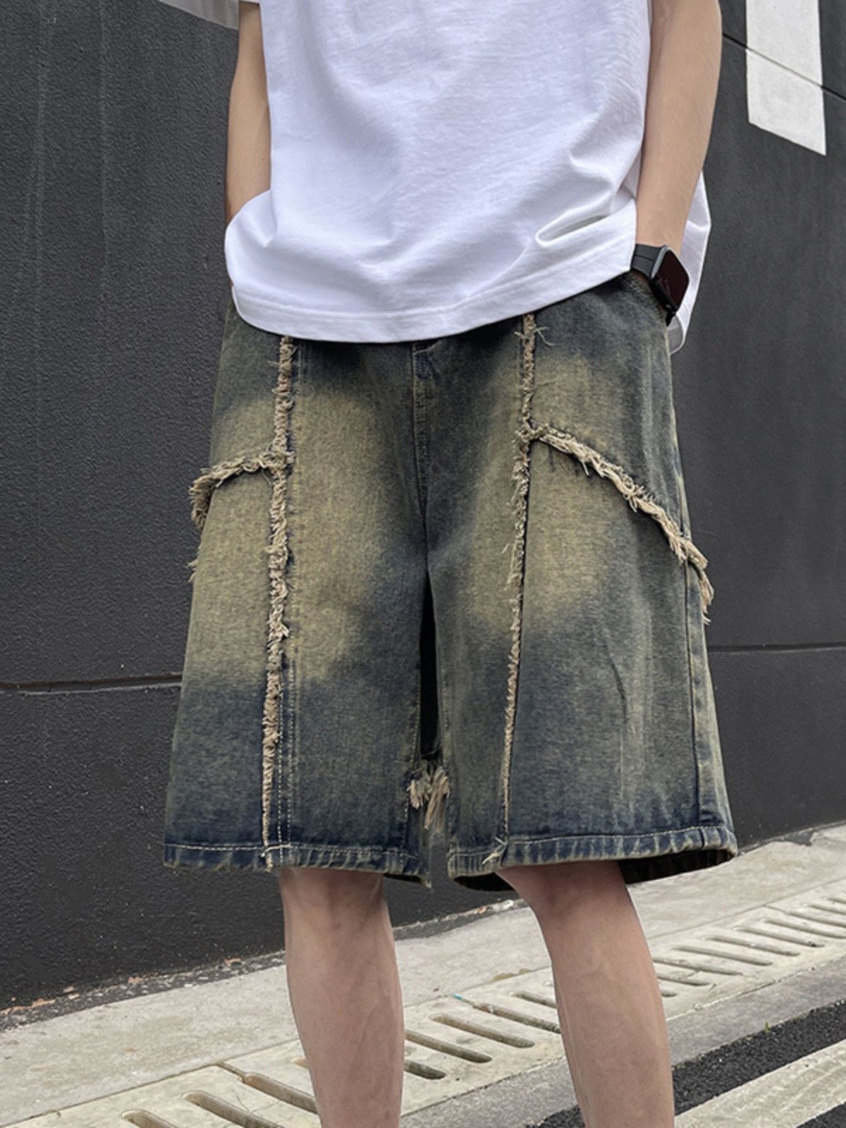 Japanese Brand American men's high street loose straight leg denim shorts Size US 32 / EU 48 - 4 Thumbnail