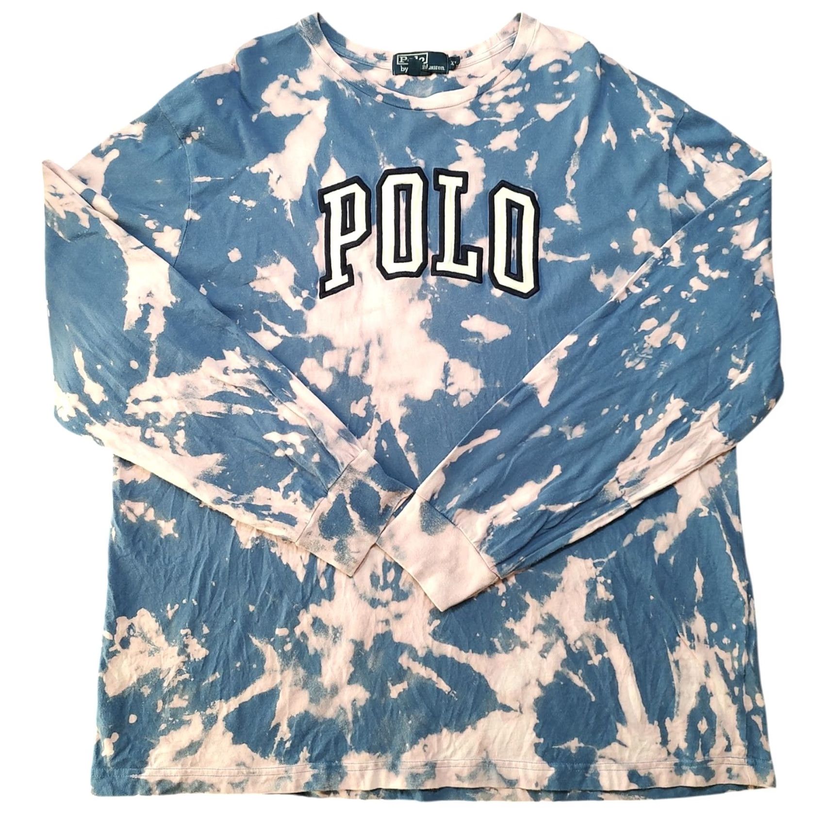 Polo Ralph Lauren VINTAGE Polo Ralph Lauren USA Made Blue Acid Wash Tie Dye Long Sleeve T-Shirt XXL XL? Size US XL / EU 56 / 4 - 2 Thumbnail