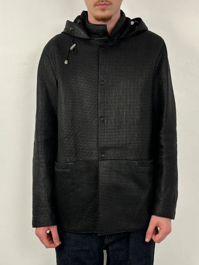Emporio Armani AW2013 Emporio Armani Black Perfored Hooded Jacket Size US L / EU 52-54 / 3 - 2 Thumbnail