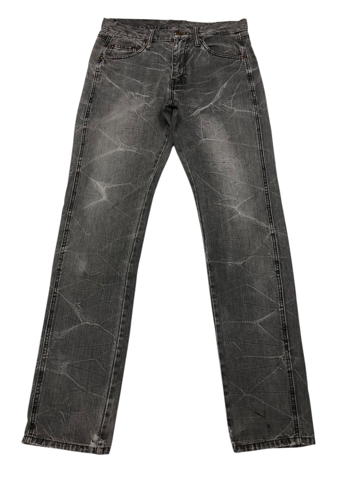 Tornado Mart 🔥JAPANESE BRAND WHISKER CRACK WASH FADED GREY DISTRESS JEANS Size US 30 / EU 46 - 3 Thumbnail