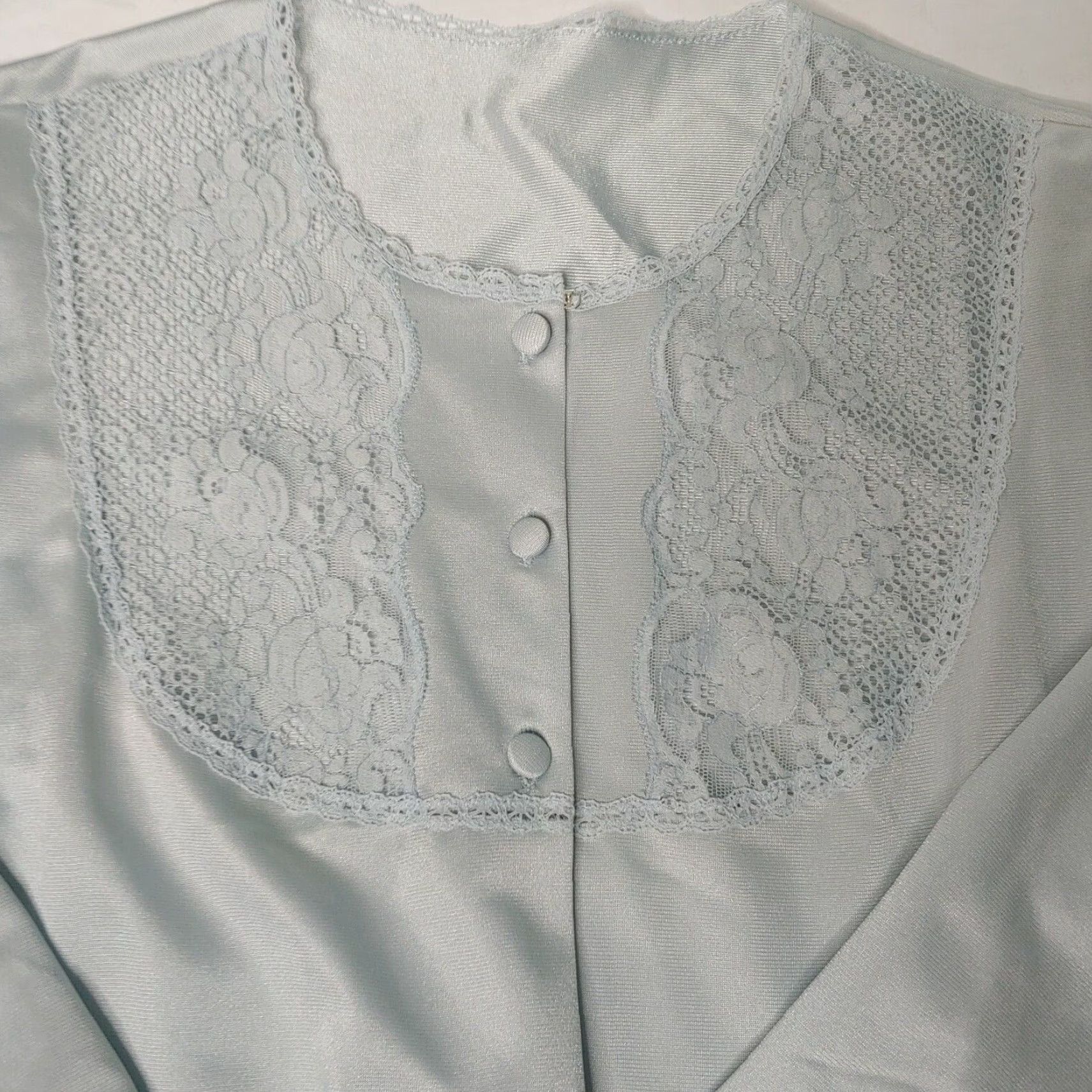 Vintage VINTAGE Vanity Fair Peignoir Set Robe And Gown Blue Lace 34 M Size ONE SIZE - 7 Thumbnail