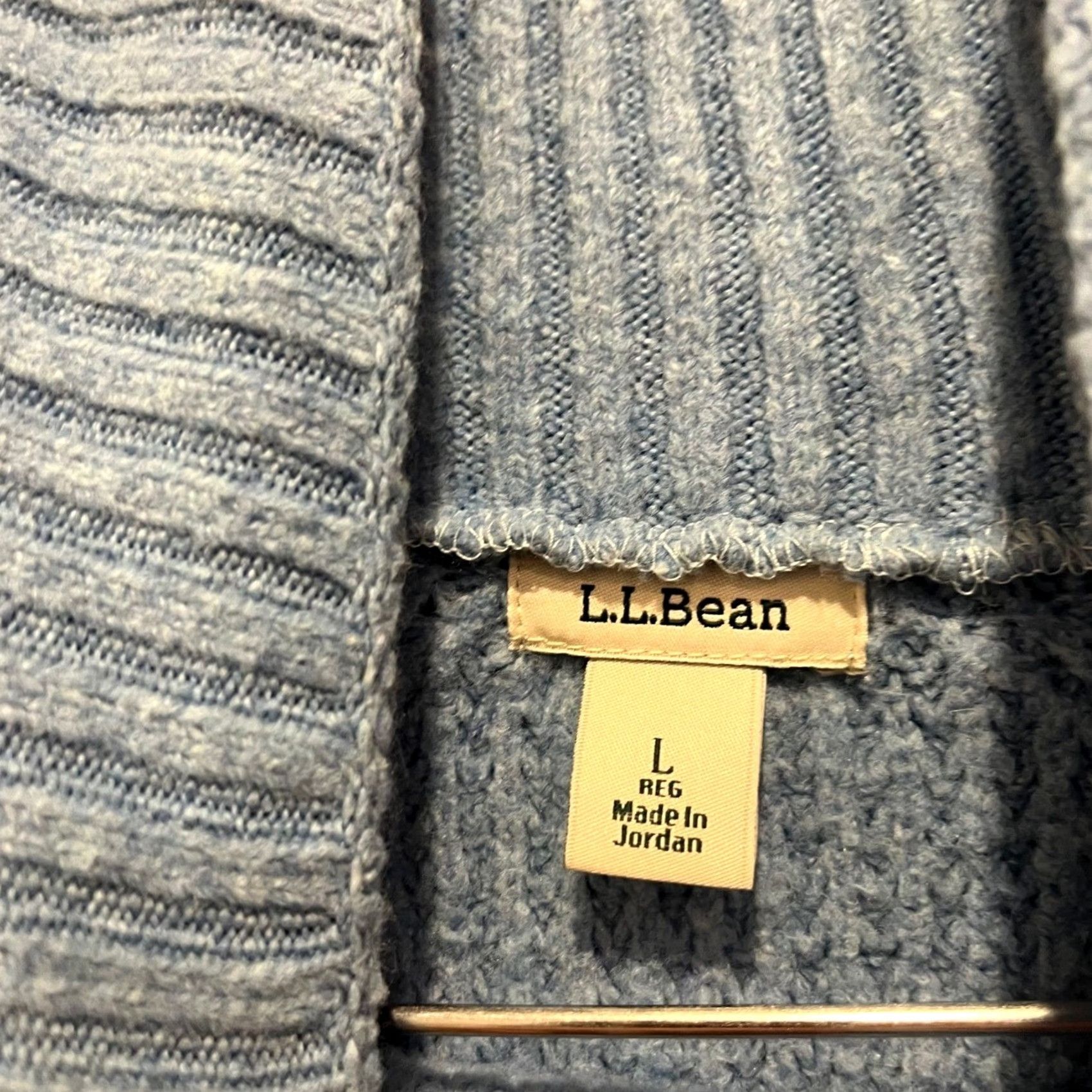 Vintage L.L. Bean Women Waffle Knit Turtleneck Pullover Side Zip Sweater Blue Large Size L / US 10 / IT 46 - 3 Thumbnail