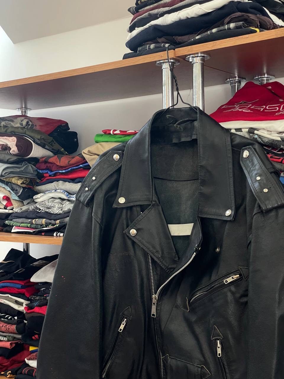 vintage heavy italian leather Y2k motorcycle jacket