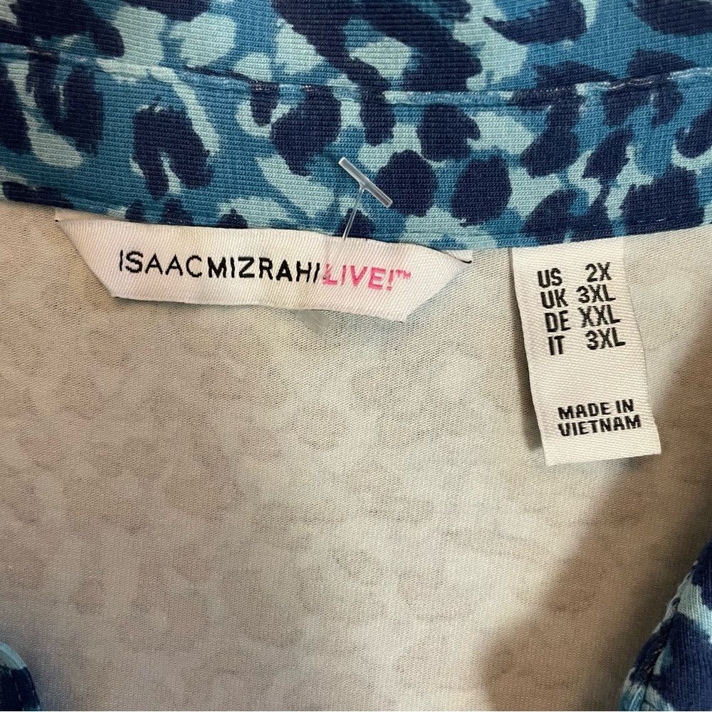 Isaac Mizrahi New Isaac Mizrahi Printed Split-Neck Collared Blue Long Sle Size XXL / US 16-18 / IT 52-54 - 6 Thumbnail