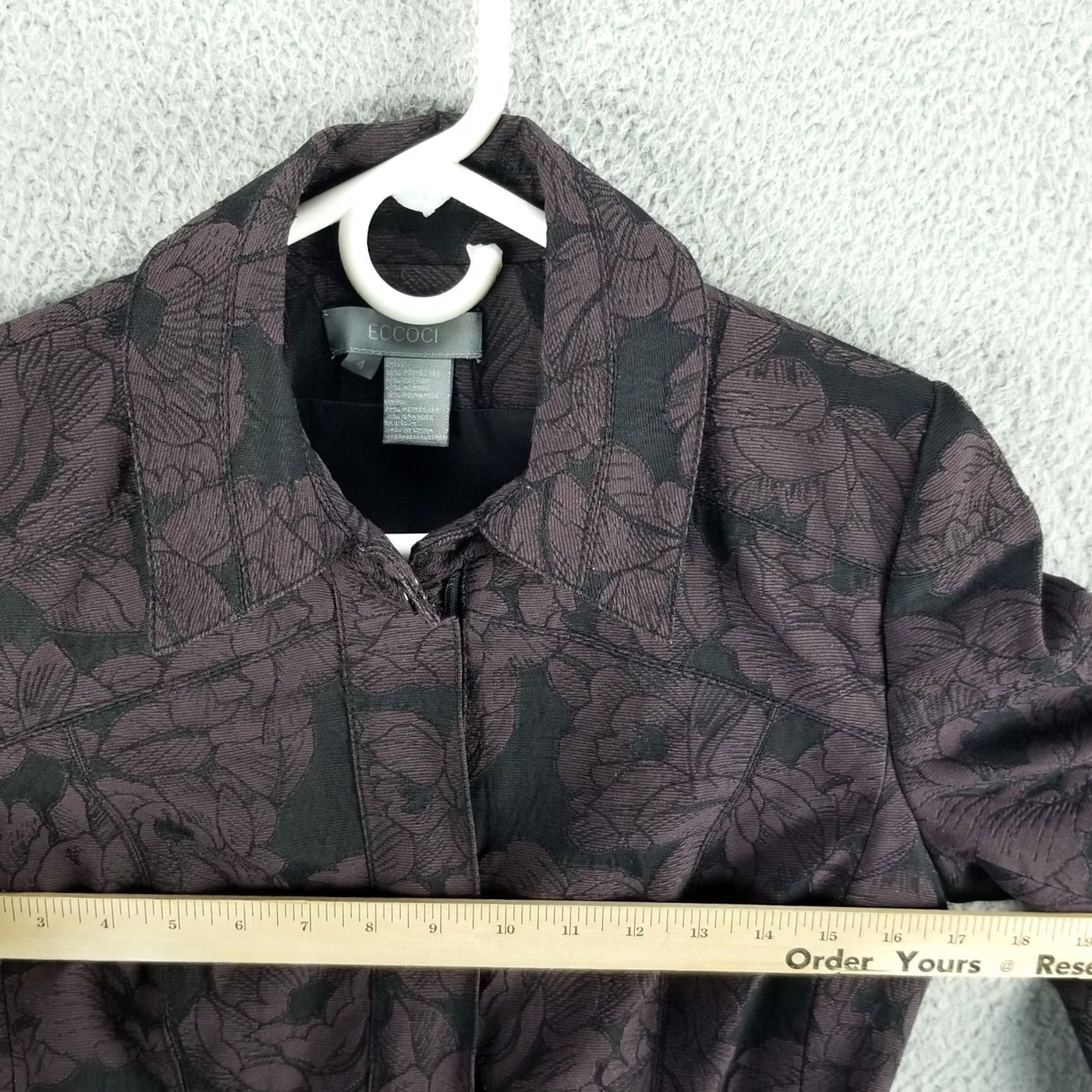 Vintage Eccoci Trench Coat Woman Size 4 Floral Design Long Belted Purple Jacket Size S / US 4 / IT 40 - 6 Thumbnail