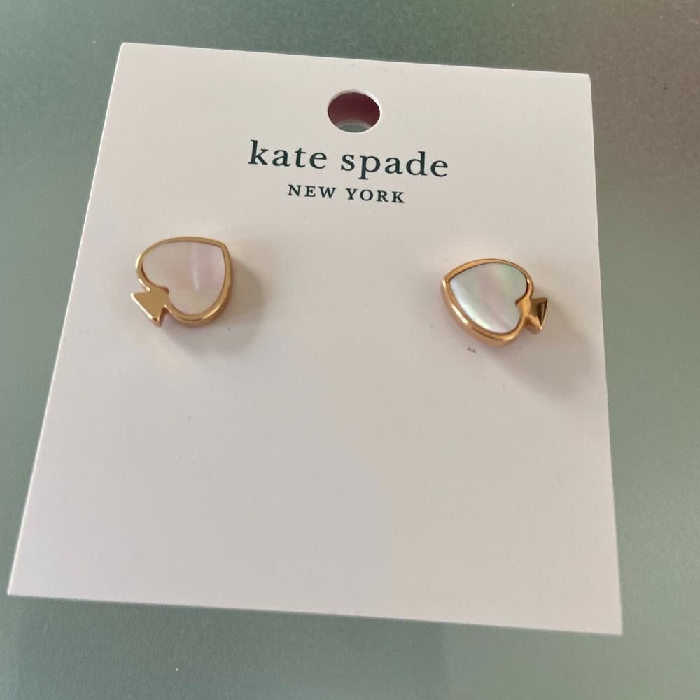 Designer Kate Spade Gold Spade Studs with Blush Stone Size ONE SIZE - 2 Thumbnail