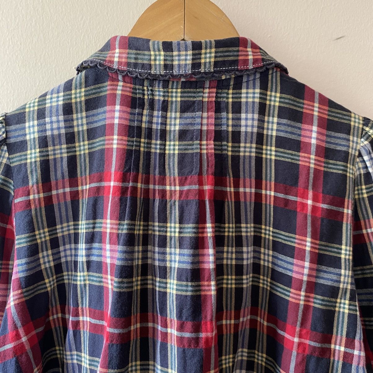 Japanese Brand Mezzo Piano Red Navy Check Long Sleeve Blouse Size S / US 4 / IT 40 - 17 Thumbnail