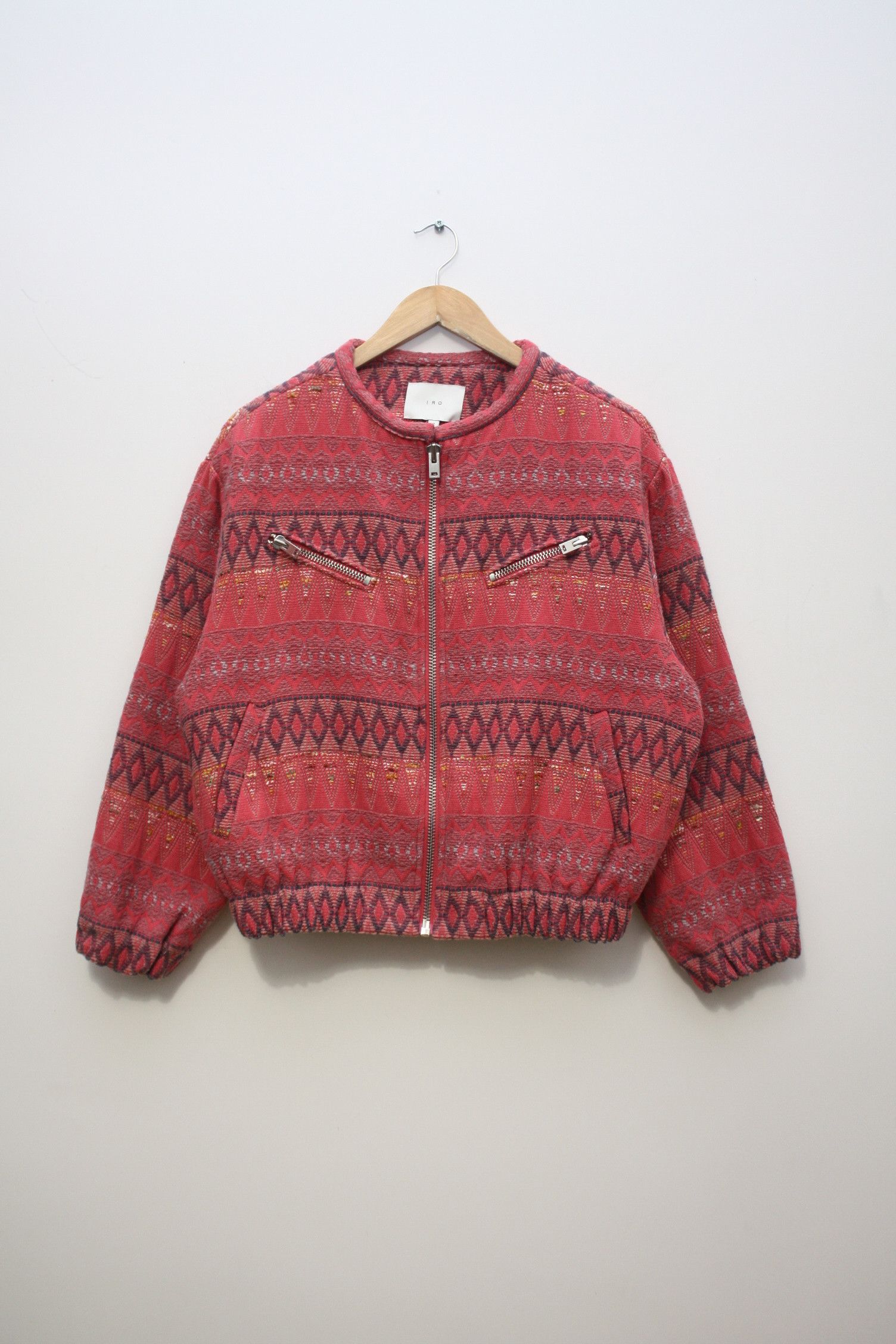 image of Iro Paris Pink Knitted Zip Bomber Women's 2 (Size Medium)