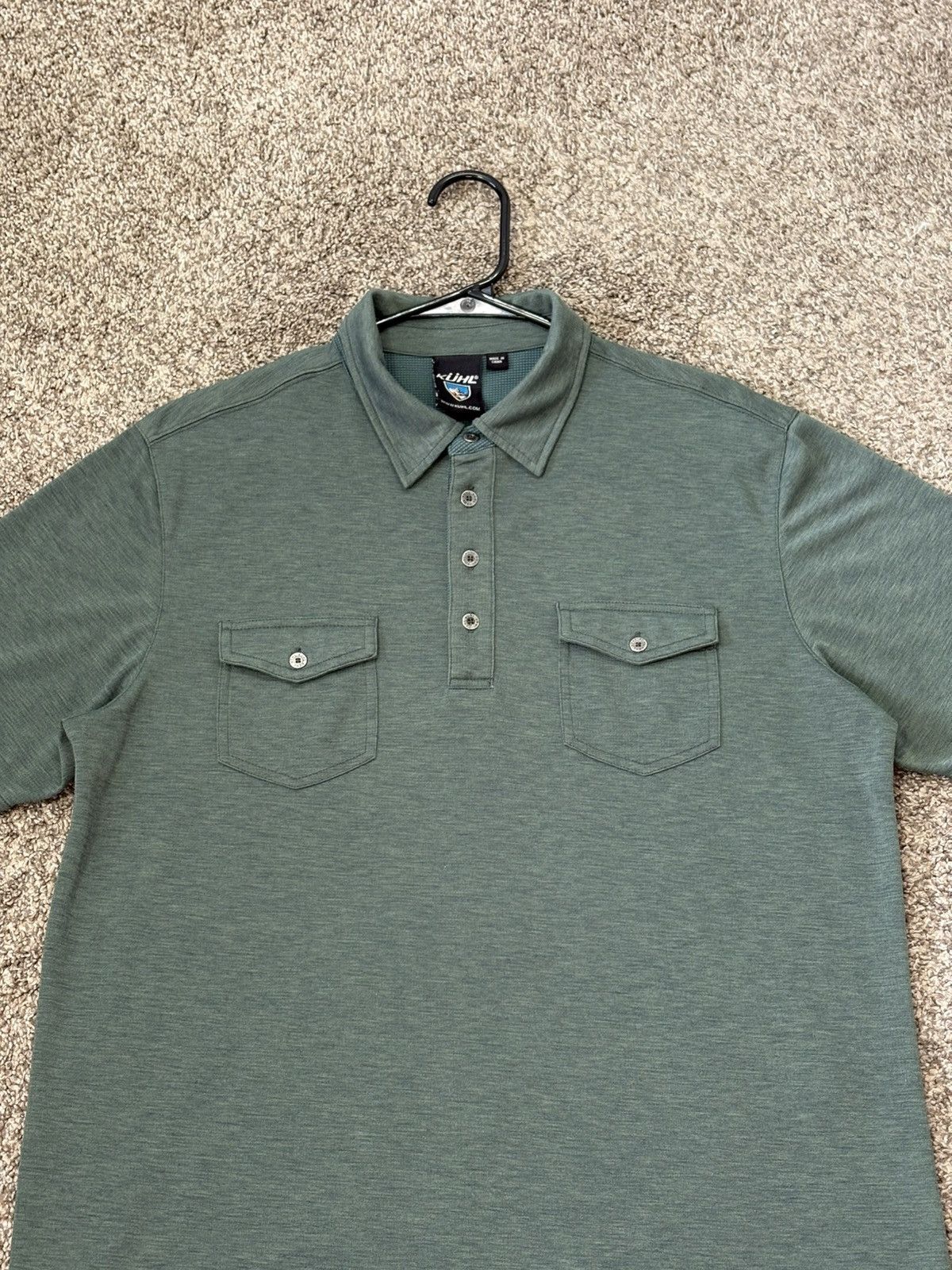 Kuhl Kuhl Polo Shirt Mens Medium Green Double Pocket Performance Size US M / EU 48-50 / 2 - 2 Thumbnail