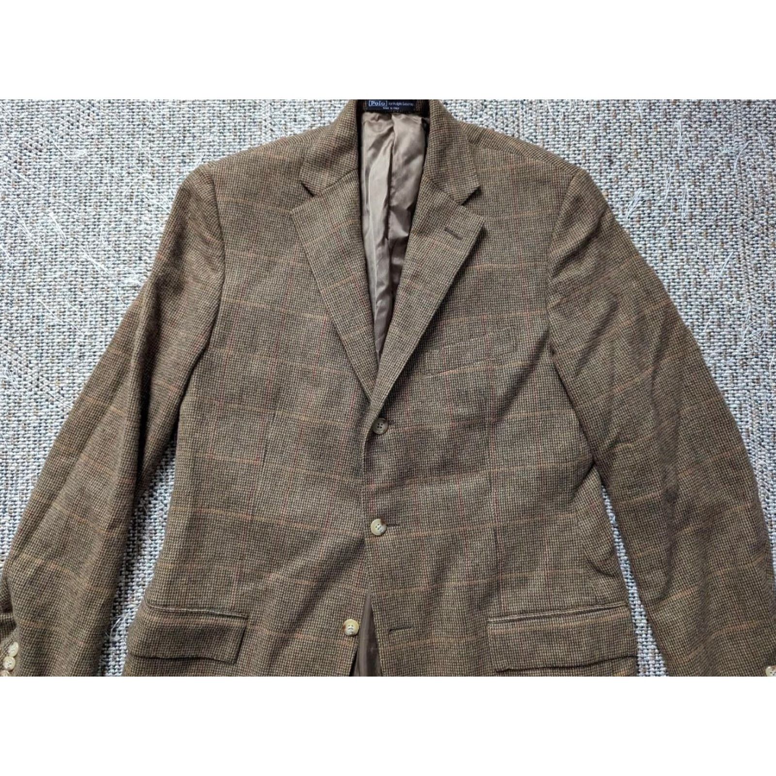 Polo Ralph Lauren VINTAGE POLO Ralph Lauren Blazer Shirt ITALY Made Angora Wool Windowpane 39L Brown Mens blazer Size US L / EU 52-54 / 3 - 3 Thumbnail
