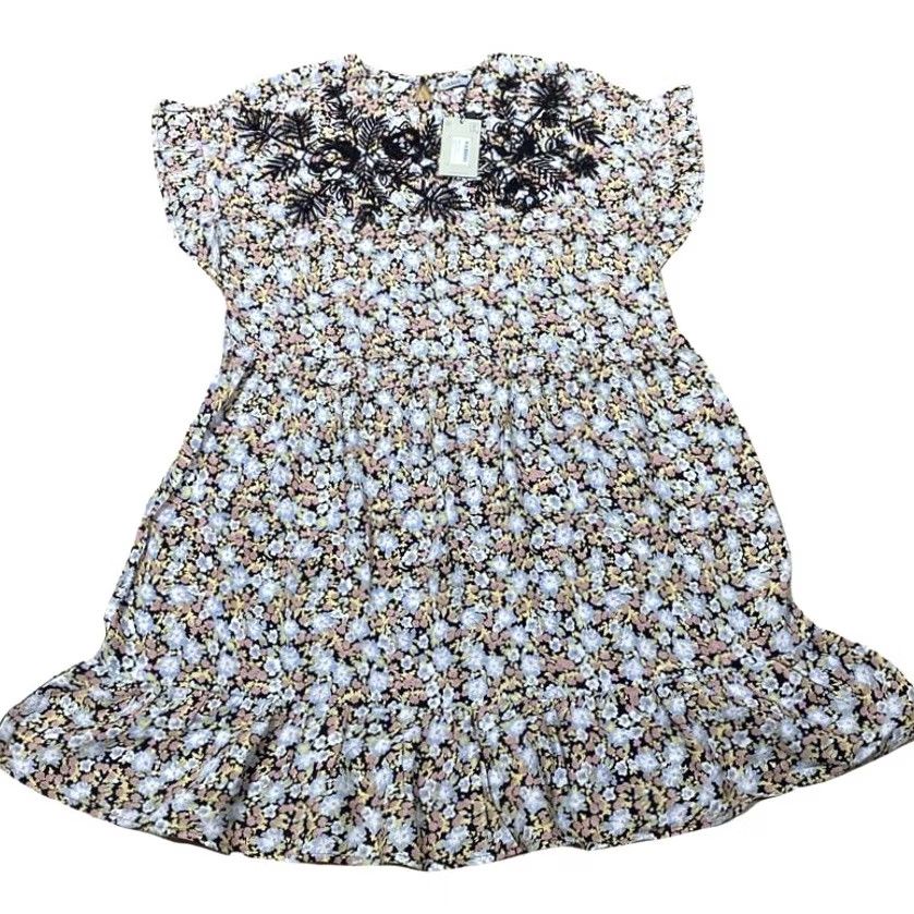 Vintage VINTAGE Oasis Smock Dress UK 12 Embellished Floral Print In Lavender Bnwt Women’s Size XL / US 12-14 / IT 48-50 - 2 Thumbnail