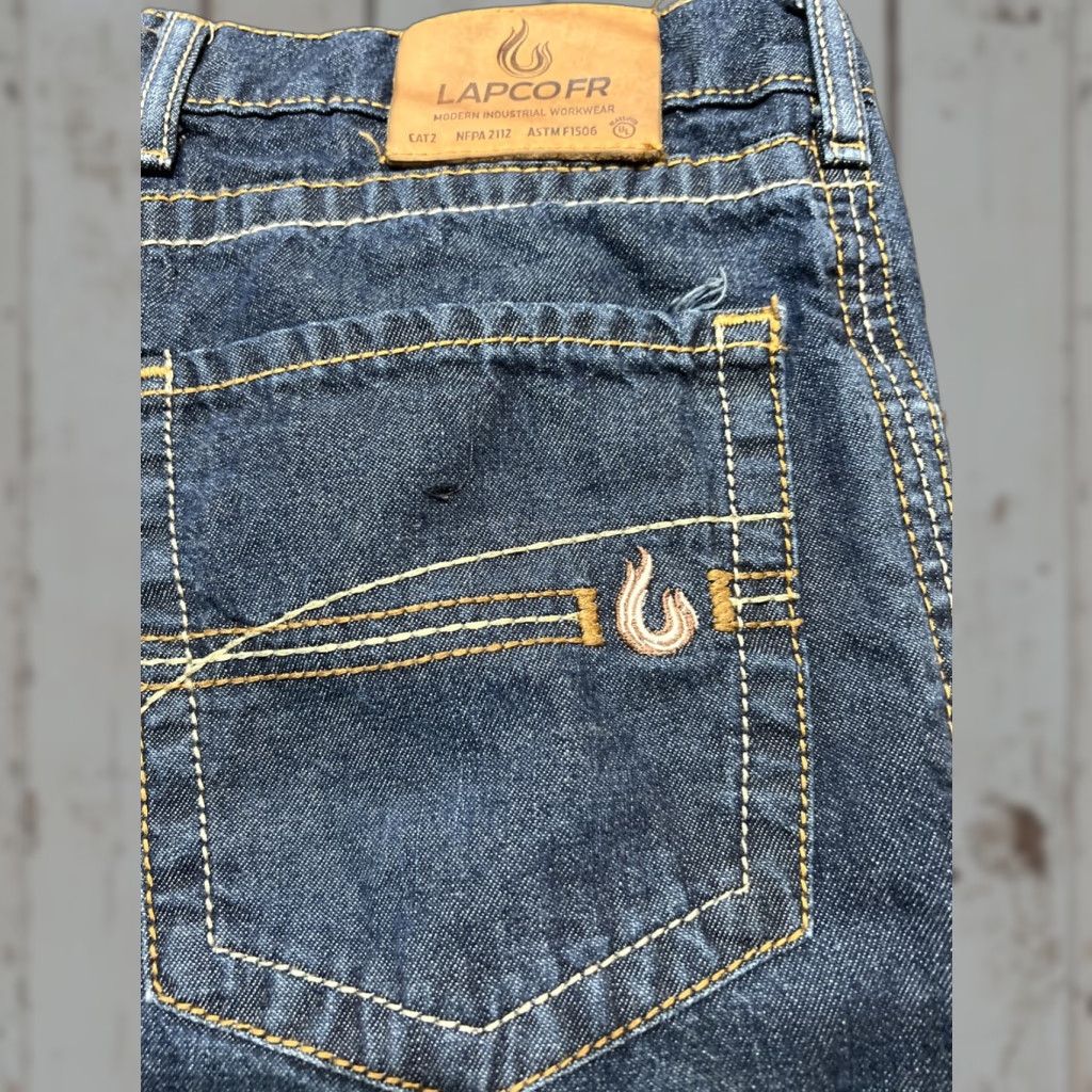 Denime LAPCO FR Jeans Flame Resistant Denim Men's 38x25 Blue Straight Regular Fit Size US 38 / EU 54 - 1 Thumbnail