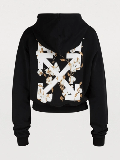 Off-White OFF-WHITE Logo Printed Cropped Sweatshirt Hoodie In Black Size S / US 4 / IT 40 - 1 Thumbnail