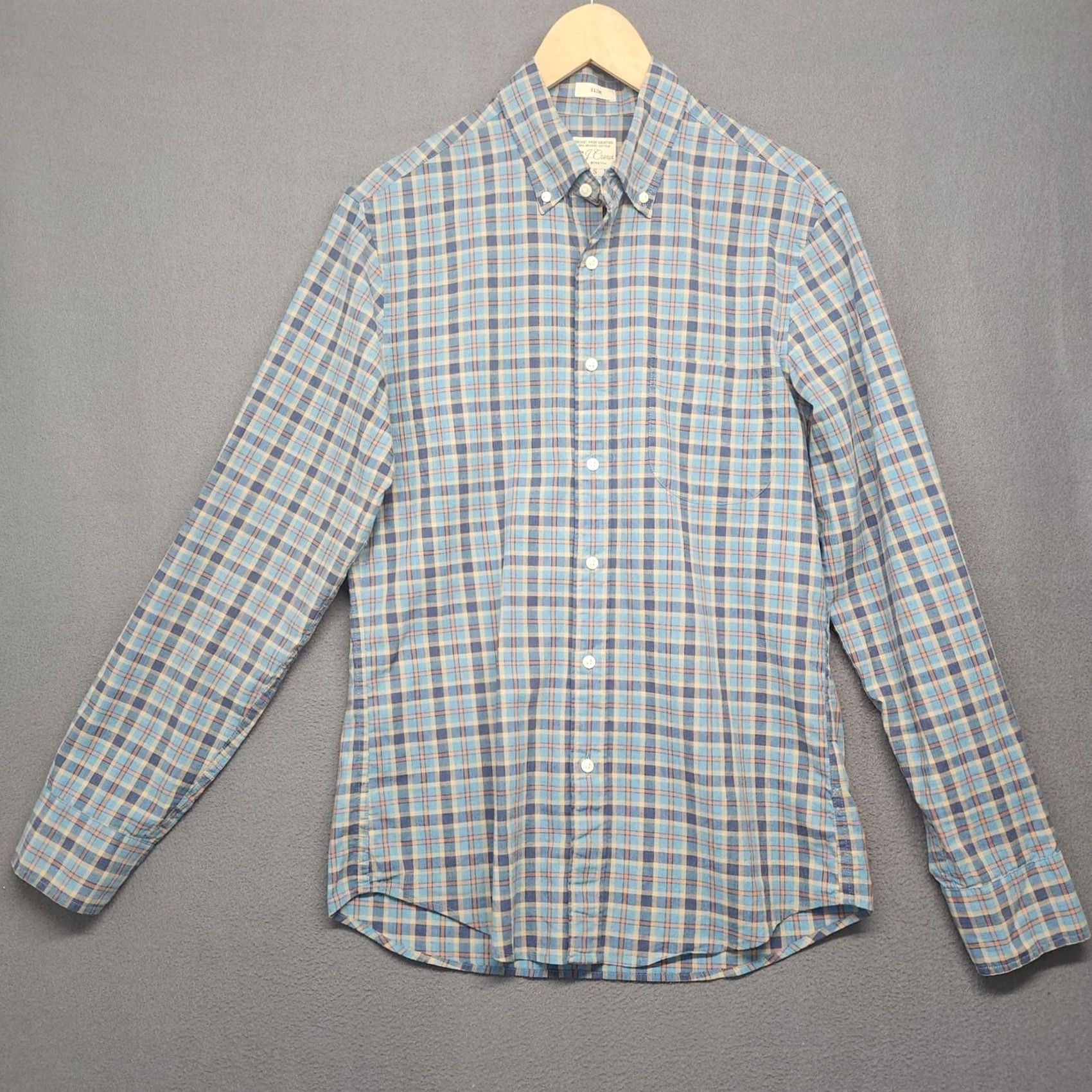 J.Crew J.CREW Shirt Mens Small Slim Blue Plaid Button Down Casual Cotton Secret Wash Mens Size US S / EU 44-46 / 1 - 2 Thumbnail